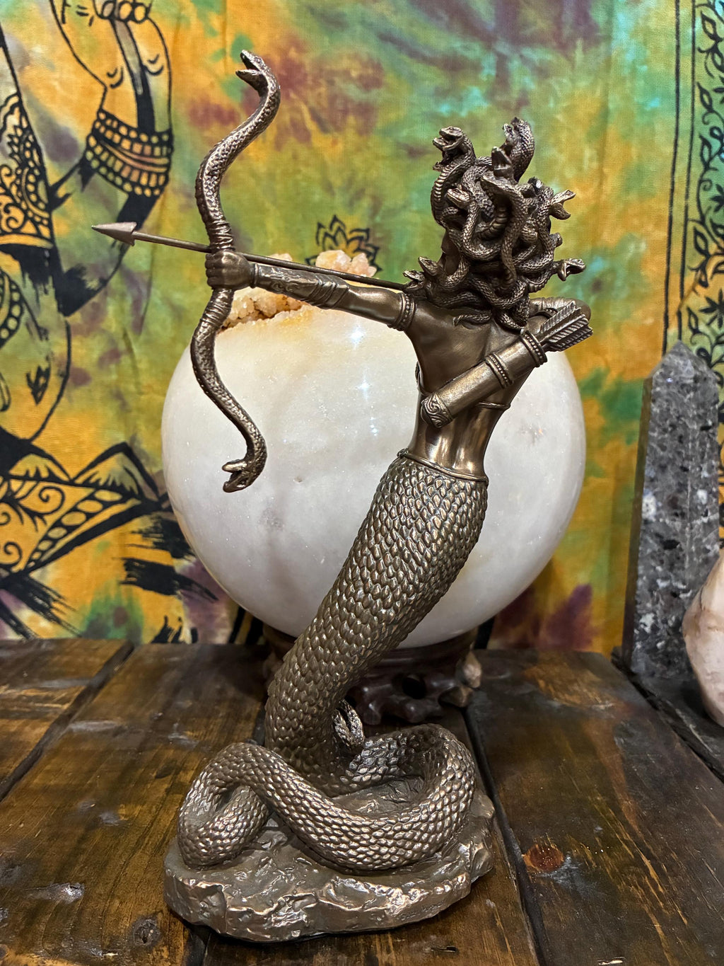 Medusa Statue 9 1/8 Inch | Greek Mythology Decor | Gorgon Figurine w/ Snake Hair | Protection Altar Decor | Athena Medusa Gift
