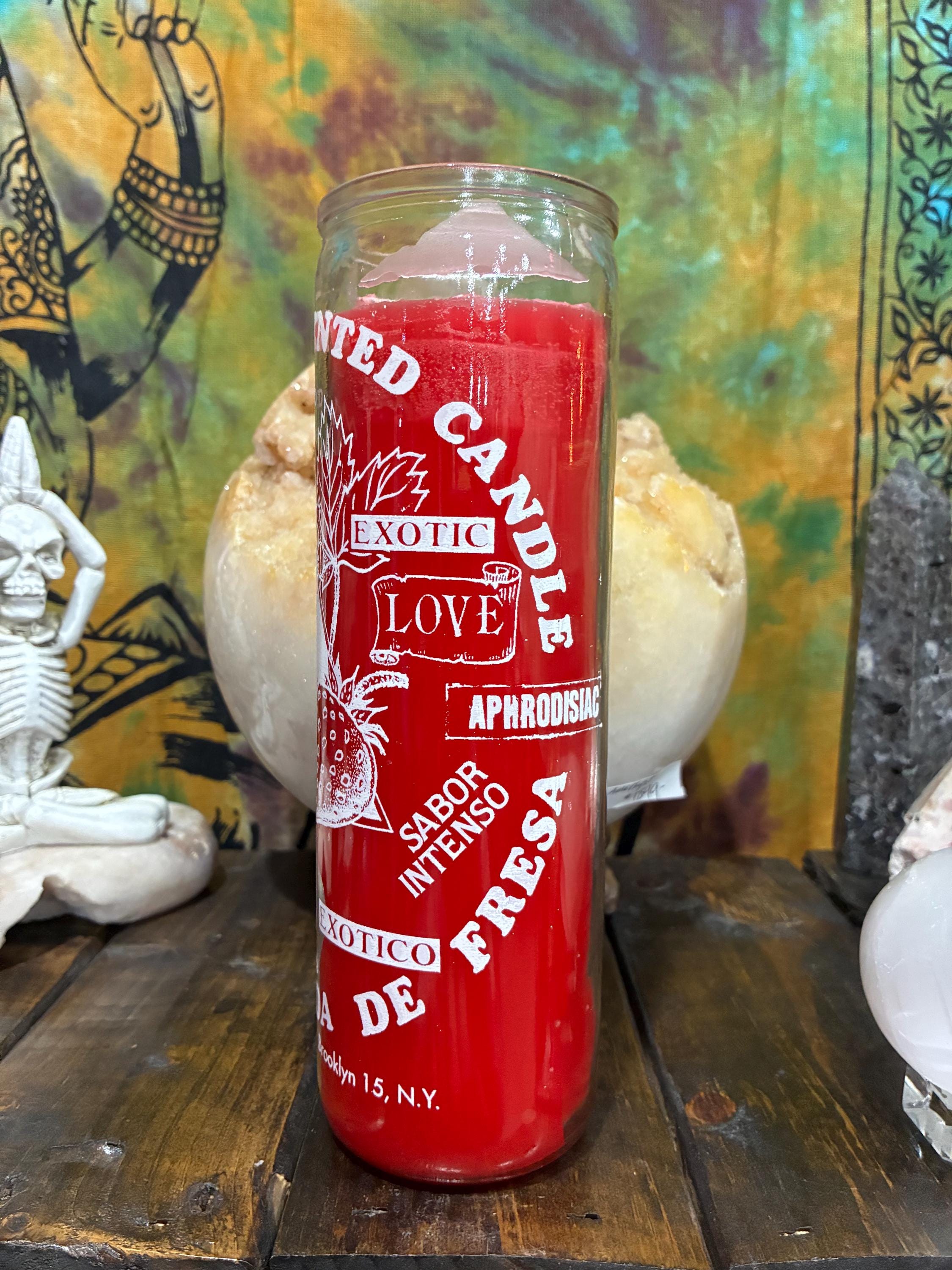 Strawberry Love Candle - Exotic Scented Novena Candle - Attract Love & Romance - Aphrodisiac Candle - Passion /Desire