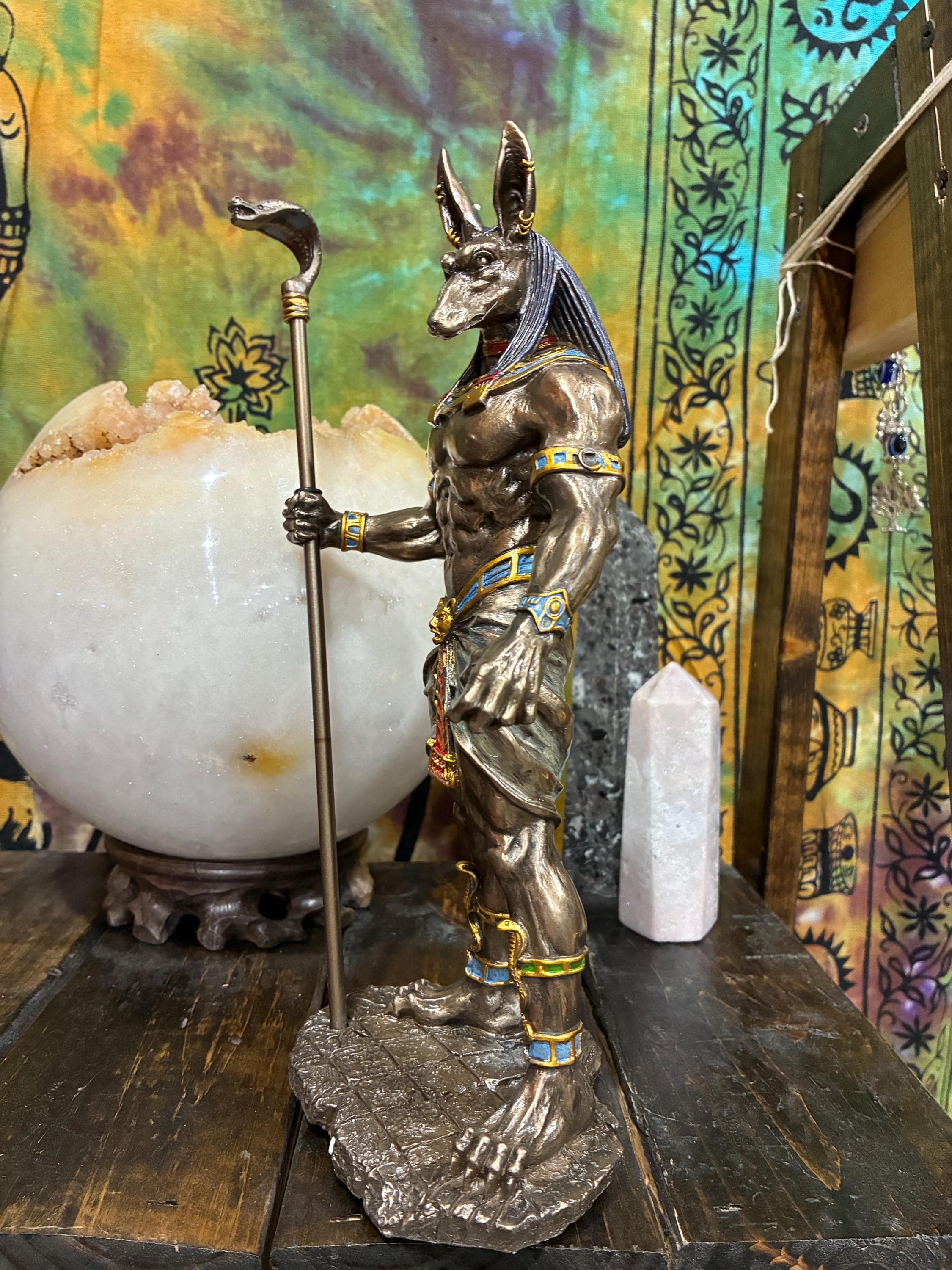 Anubis Statue Bronze Cast Resin | Egyptian God Altar Decor, Protection & Transition