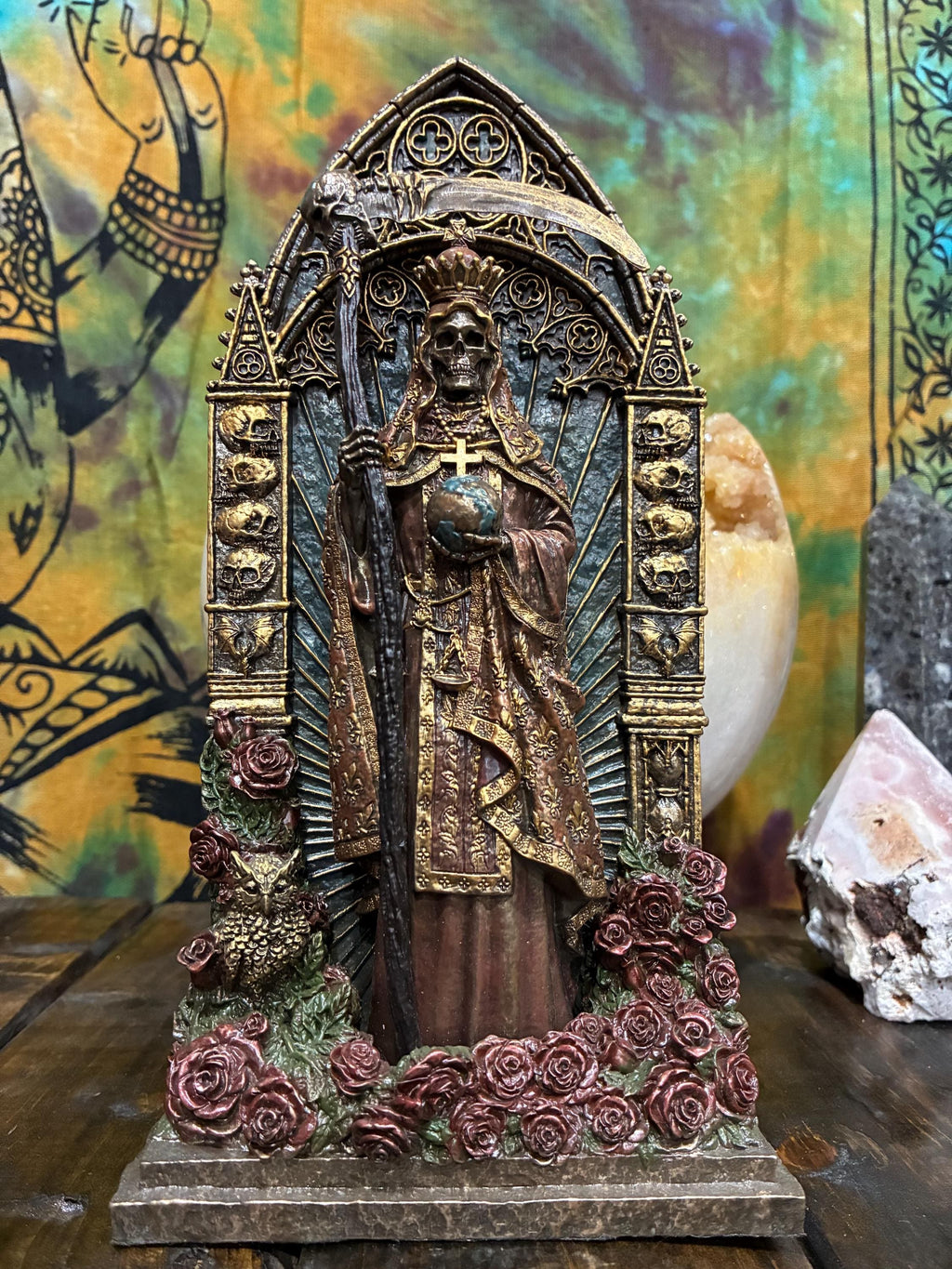 Santa Muerte Statue | Bronze Finish, Gothic Altar Decor