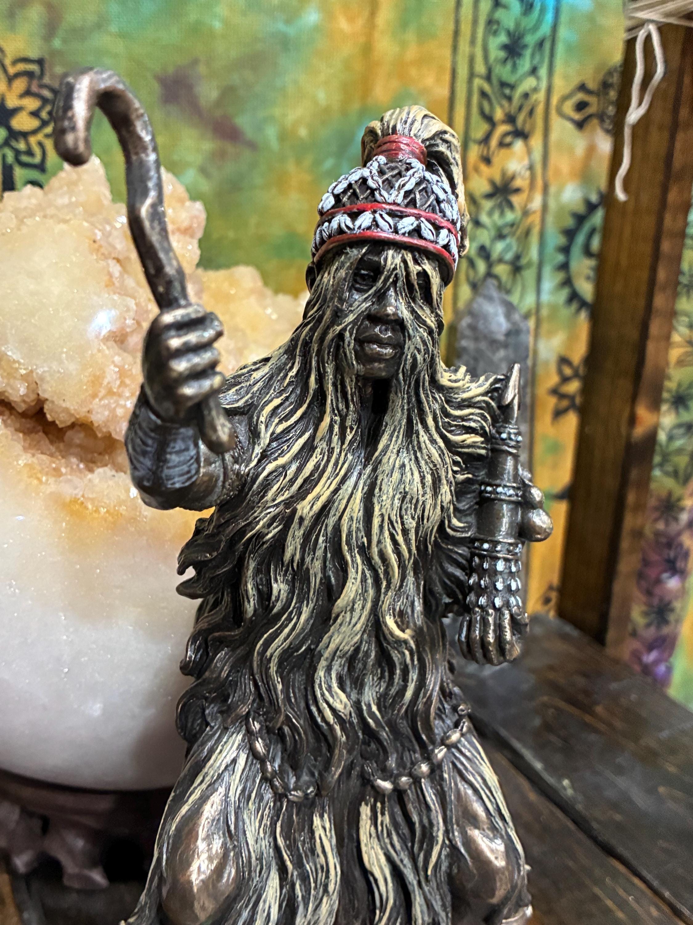 Babalu-Aye Statue | Bronze Finish Orisha Altar Decor, 9.375"