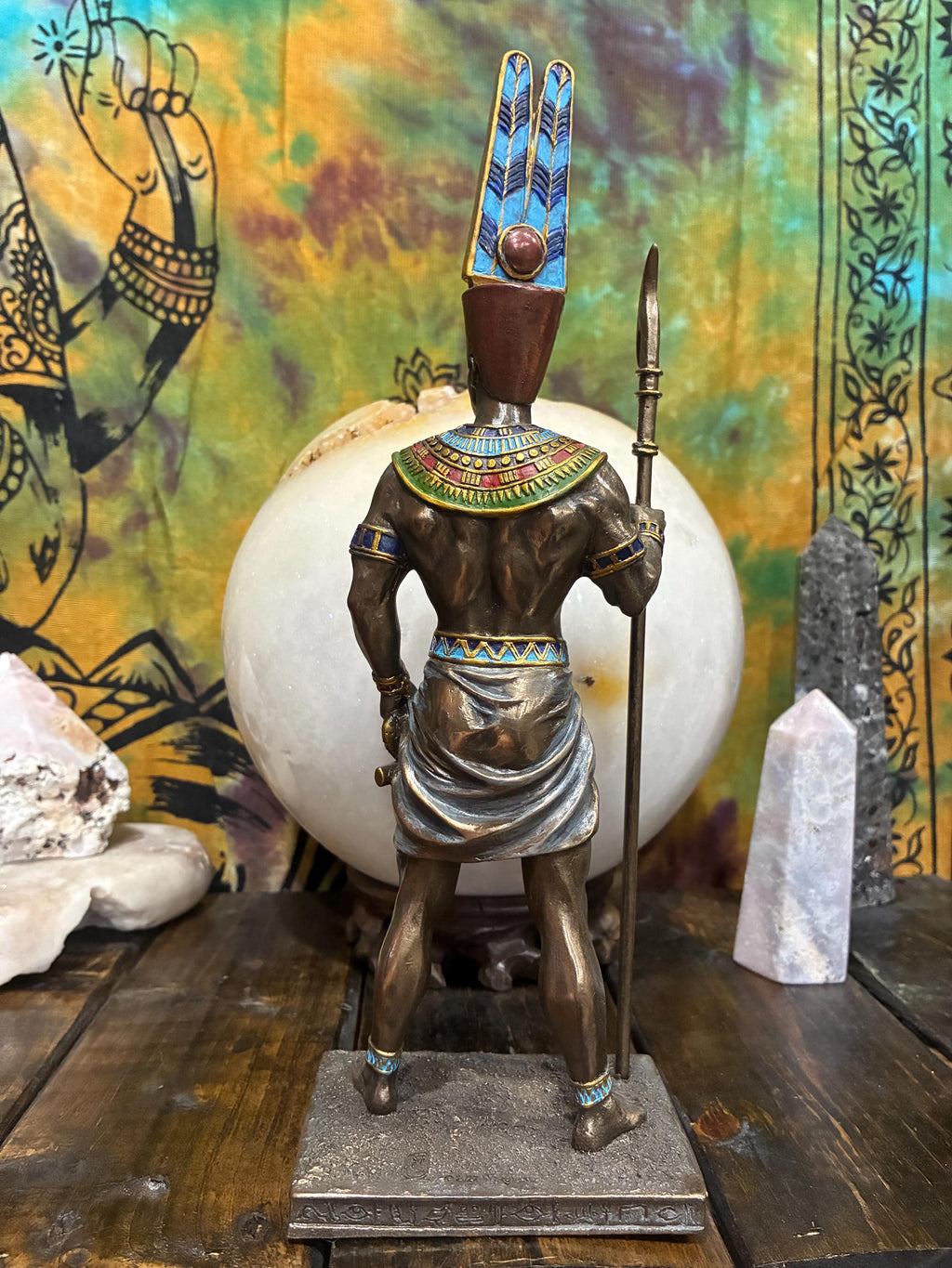 Amun Statue | Bronze Cast Resin, Egyptian God Altar Decor