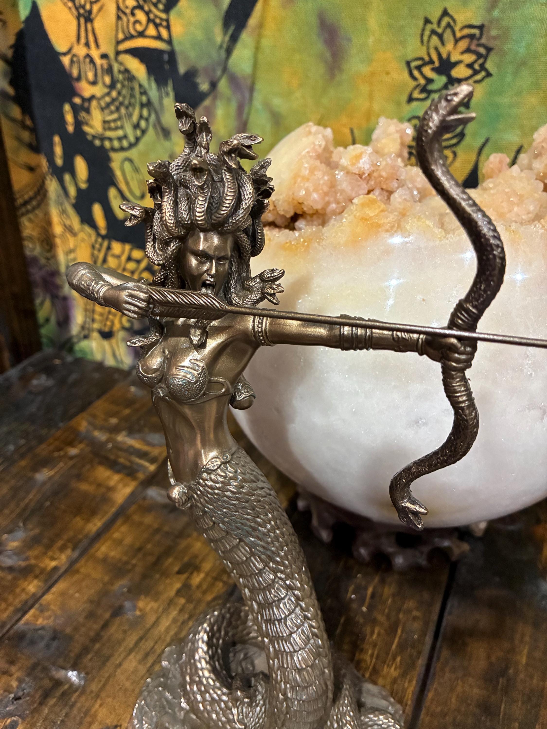 Medusa Statue 9 1/8 Inch | Greek Mythology Decor | Gorgon Figurine w/ Snake Hair | Protection Altar Decor | Athena Medusa Gift