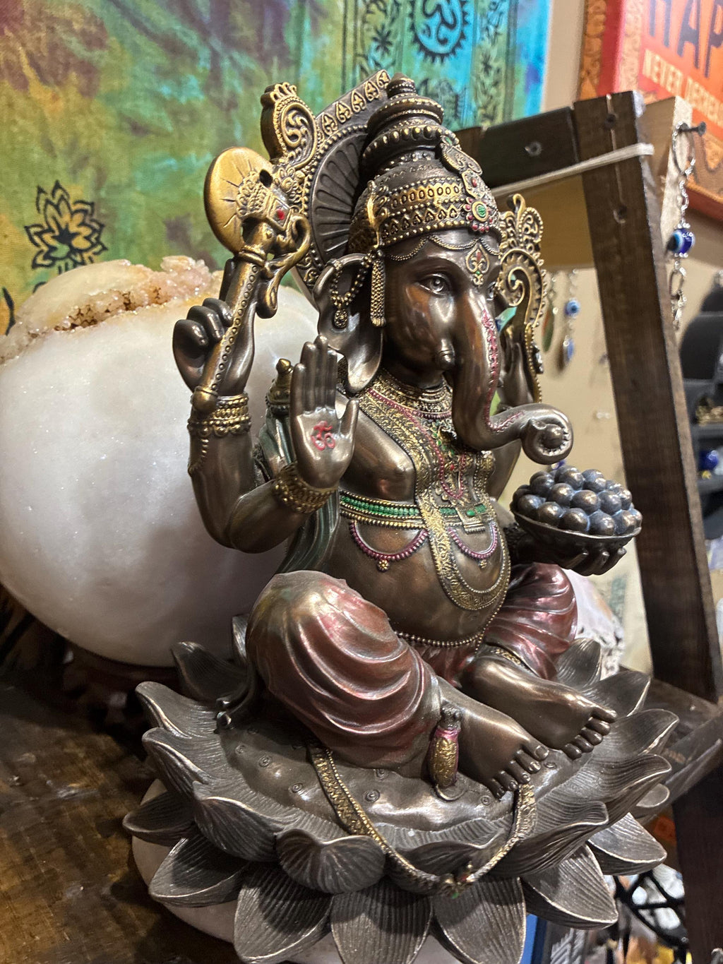 Ganesha Statue | Bronze Cast Resin Hindu Altar Decor, 9 7/8"
