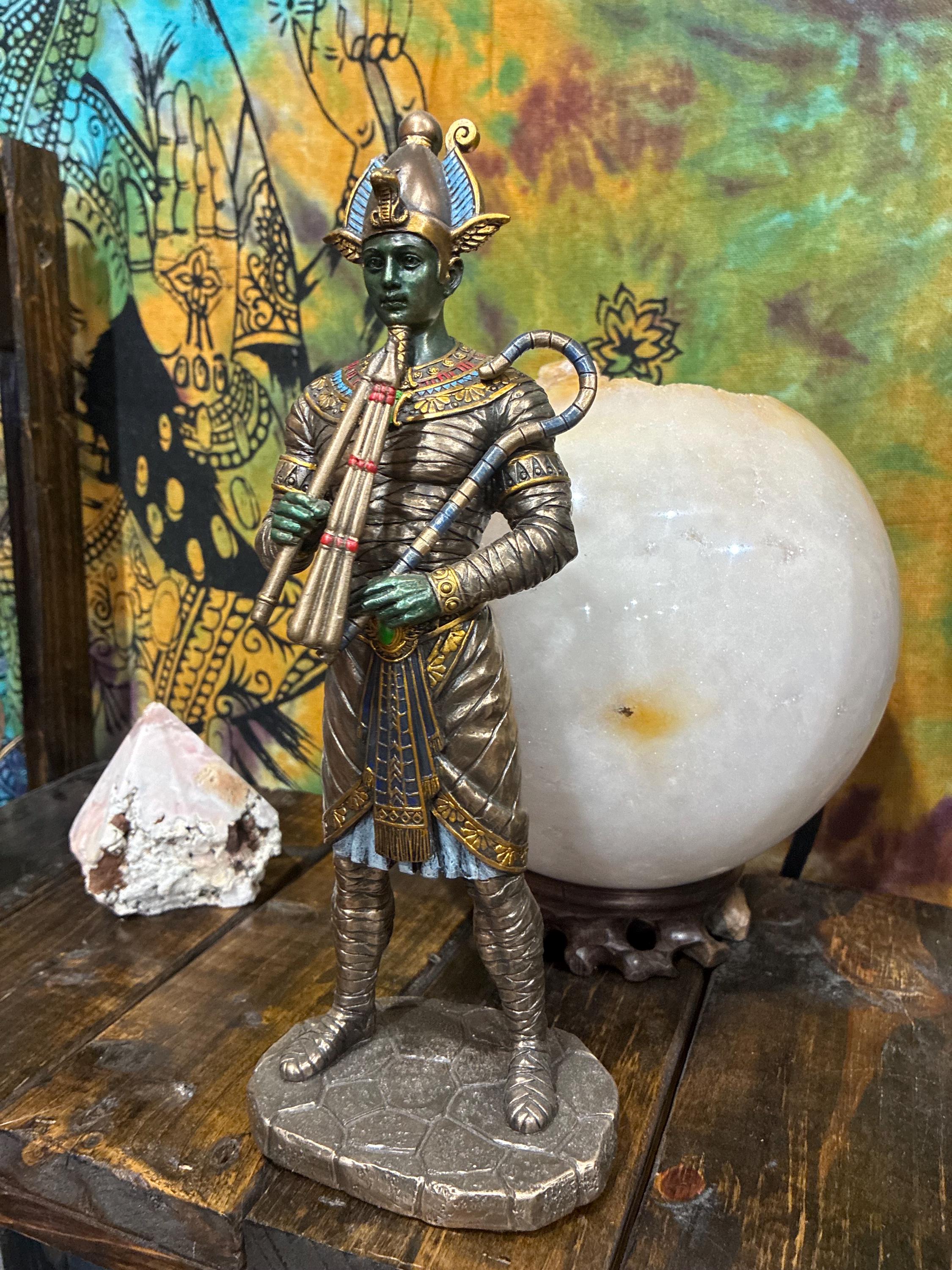 Osiris Statue - Bronze Cast Resin, Egyptian Altar Decor