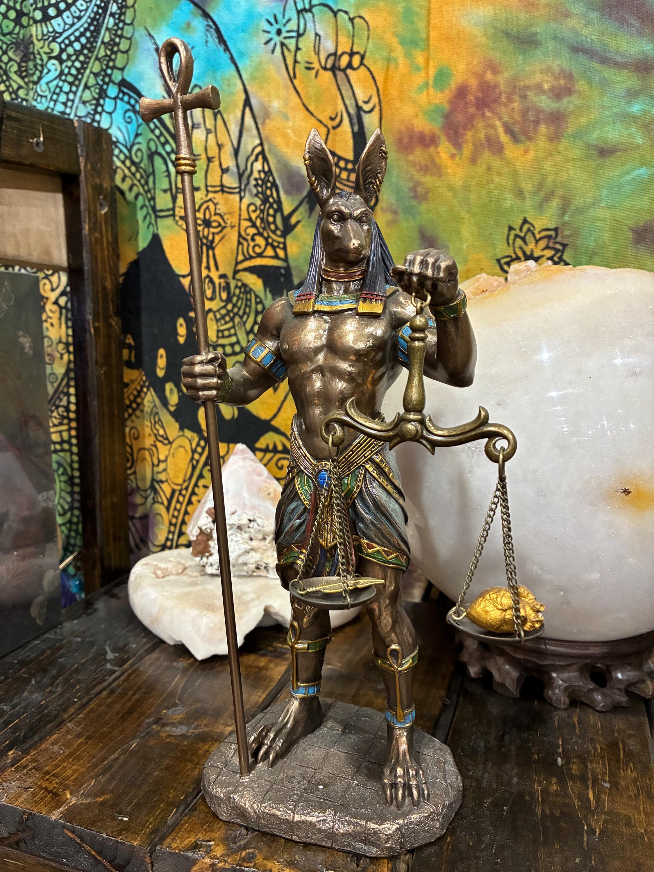 Anubis Statue – Bronze Finish Gothic Altar Decor, Egyptian Mythology Jackal God