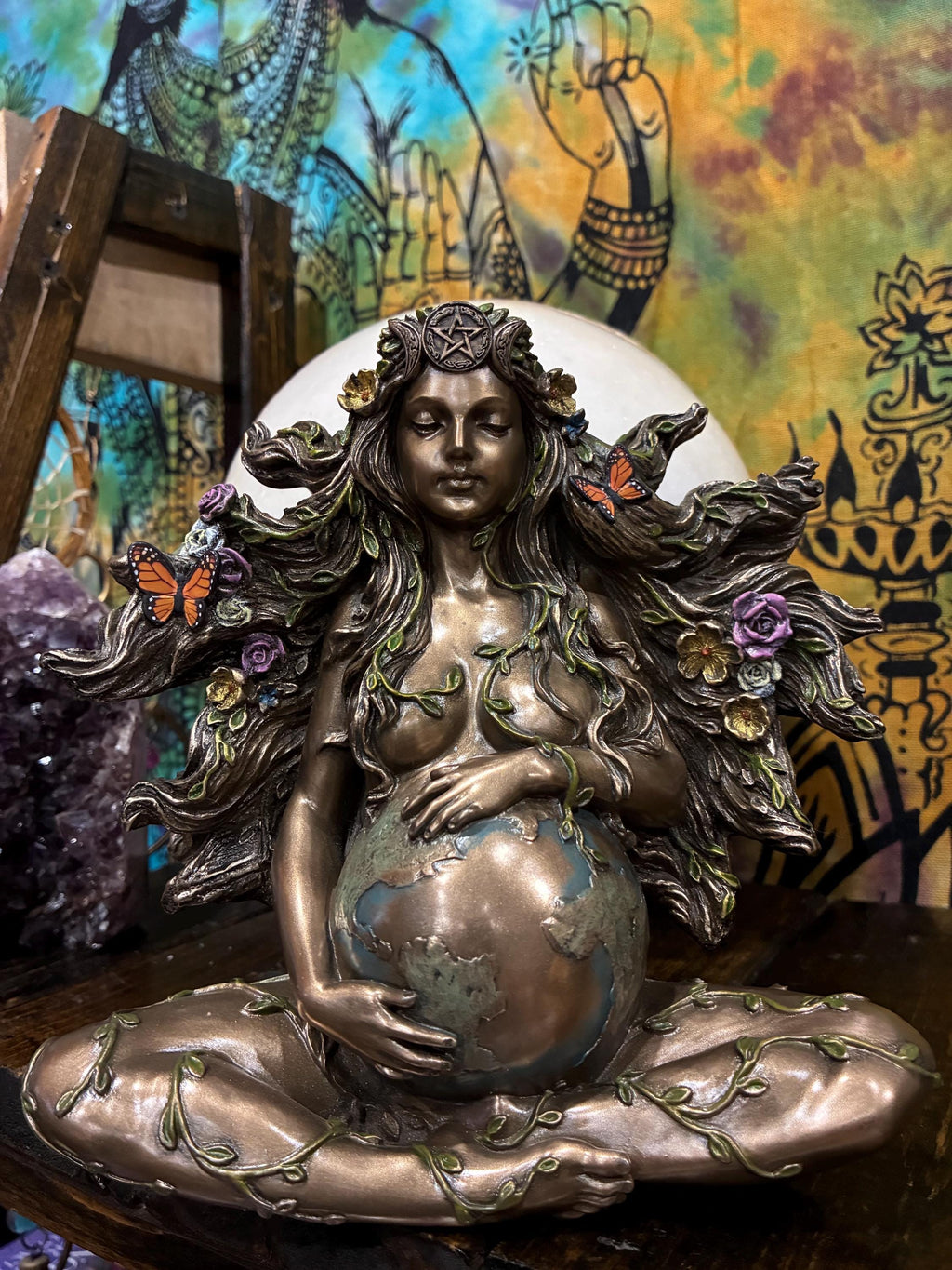 Mother Goddess Statue – Bronze Cast Resin, Earth Connection Altar Decor