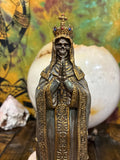 Santa Muerte Statue, Crowned Skeleton Prayer Figure, Bronze Cast Resin Altar Decor