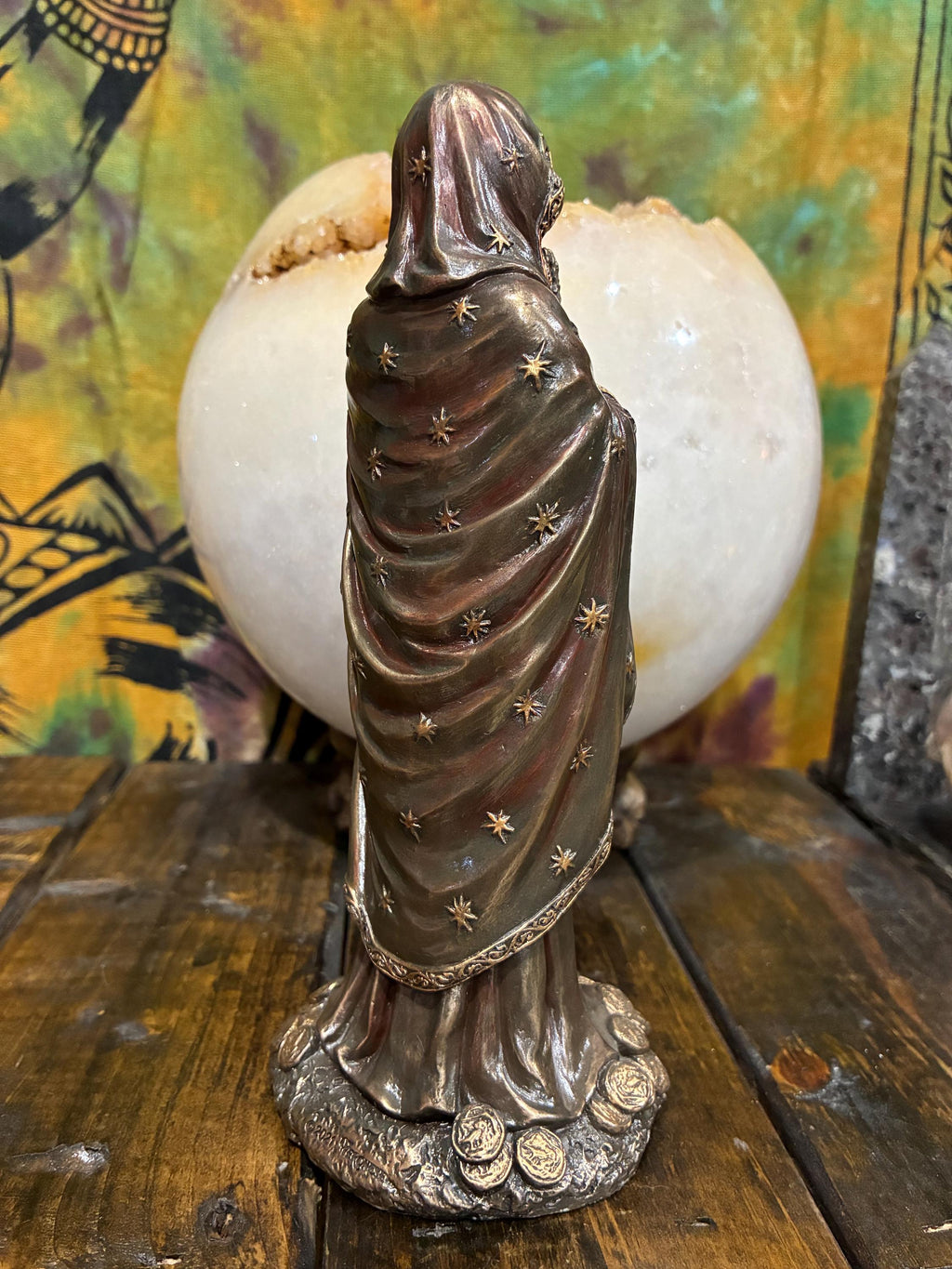 Rosario Muerte 7 1/2” — Gothic Santa Muerte Rosary Statue (Bronze Finish) | Altar Decor | Devotional Gift