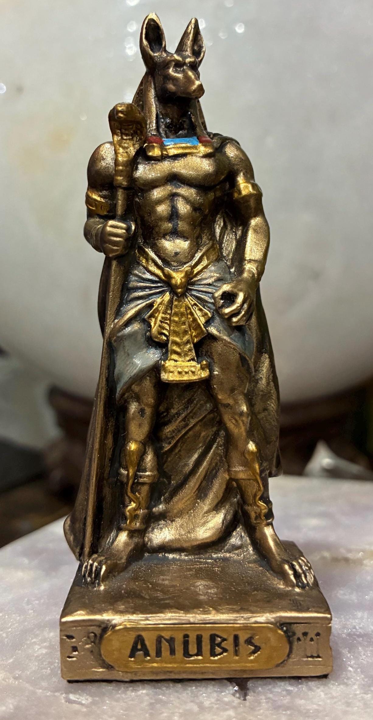 Anubis Statue — 3 1/2” (Mini) | Egyptian Jackal God Figurine | Protection & Ancestor Altar Decor | Spiritual Gift