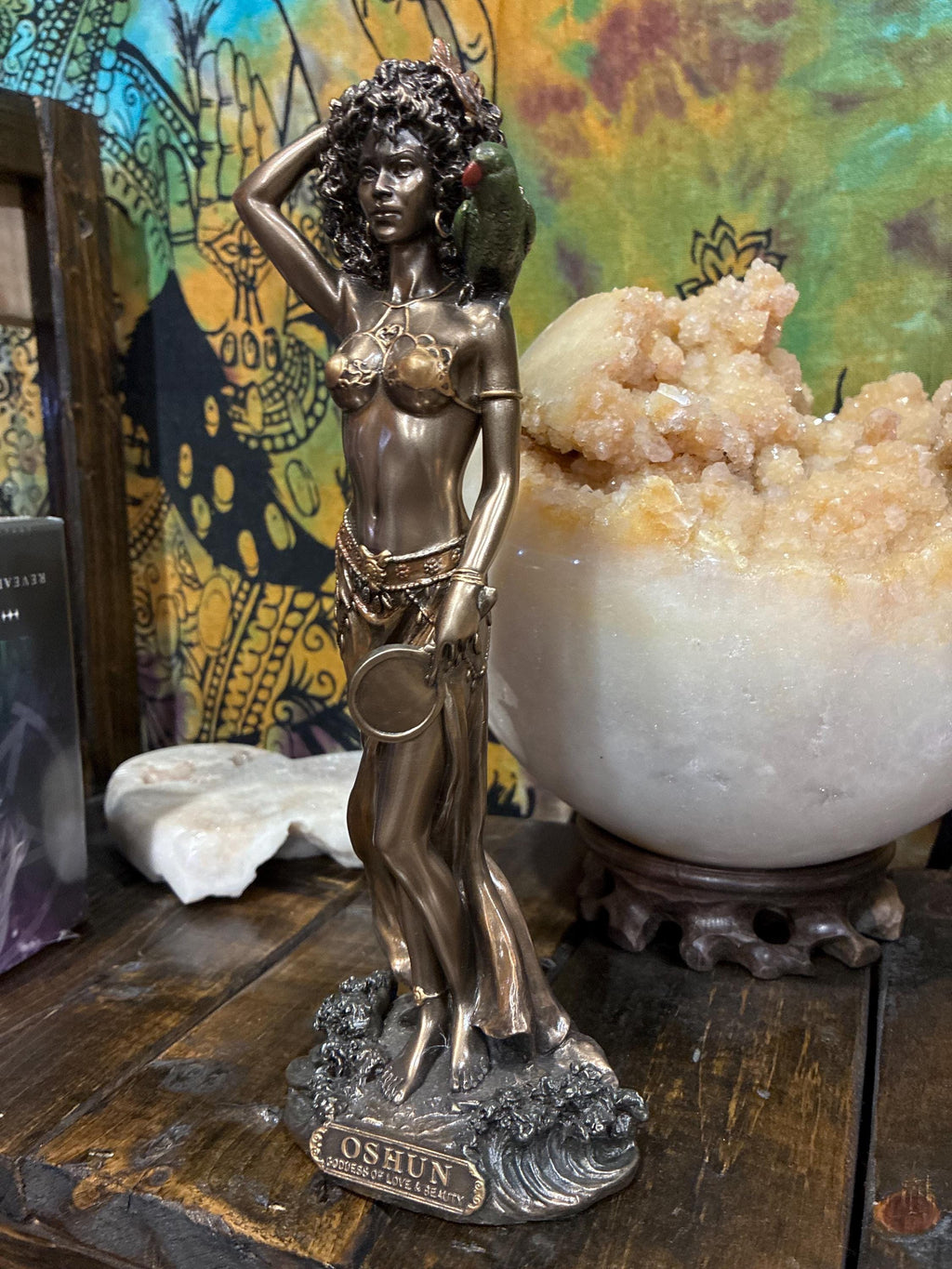 Oshun Statue | Bronze Finish, Yoruba Altar Decor (9.5 inch)