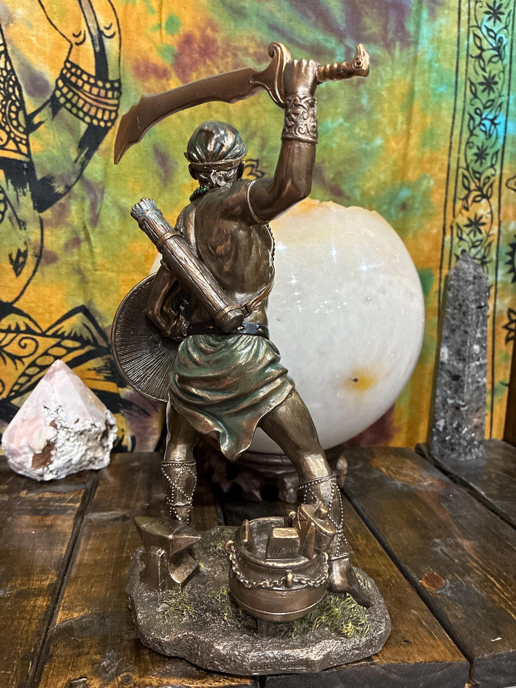 Orisha Ogun Statue 9.5" Bronze Cast Resin Warrior Protector (Altar Decor)