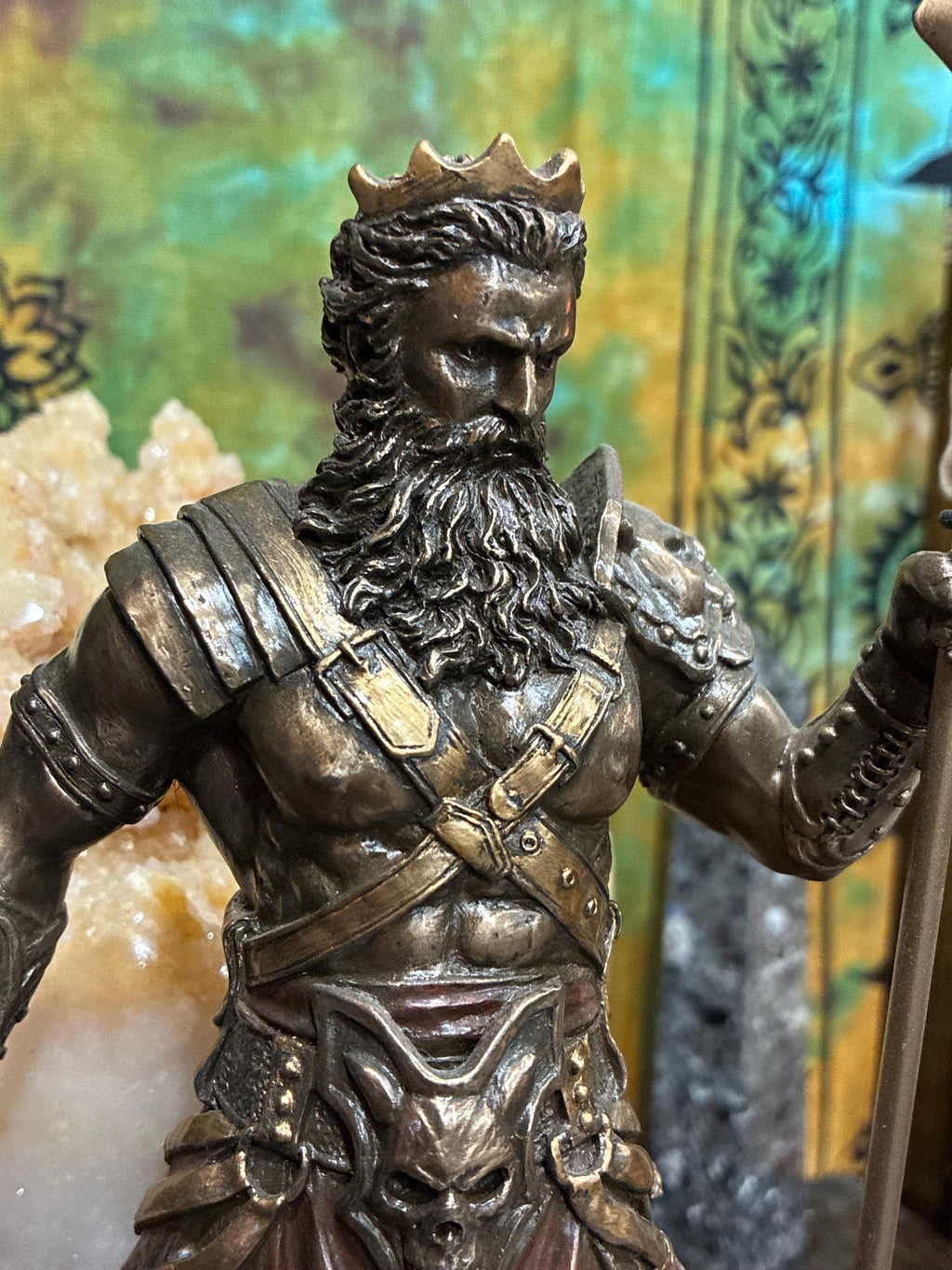 Hades Statue | Bronze Finish Greek God, Cerberus Altar Decor 10”