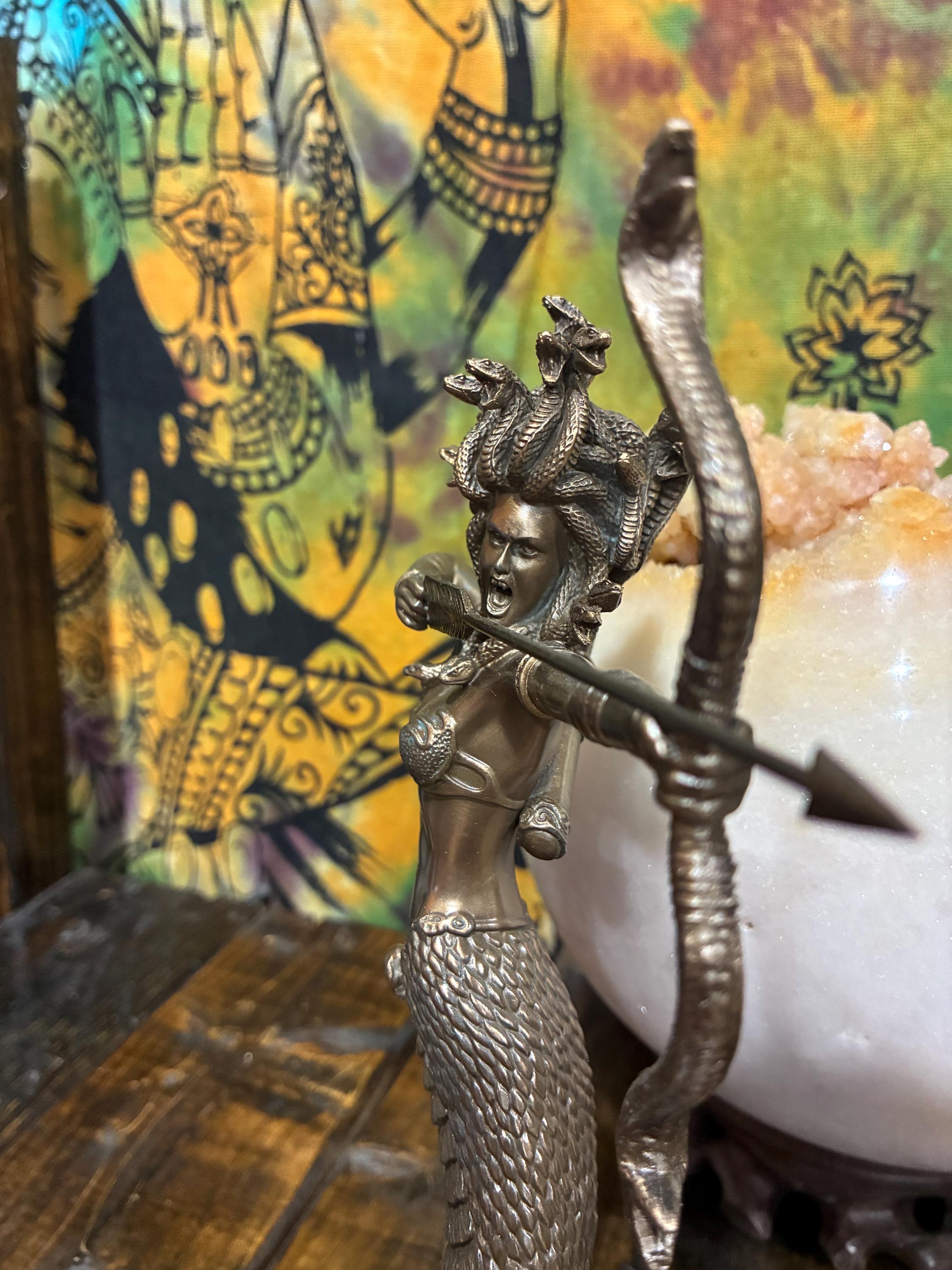 Medusa Statue 9 1/8 Inch | Greek Mythology Decor | Gorgon Figurine w/ Snake Hair | Protection Altar Decor | Athena Medusa Gift