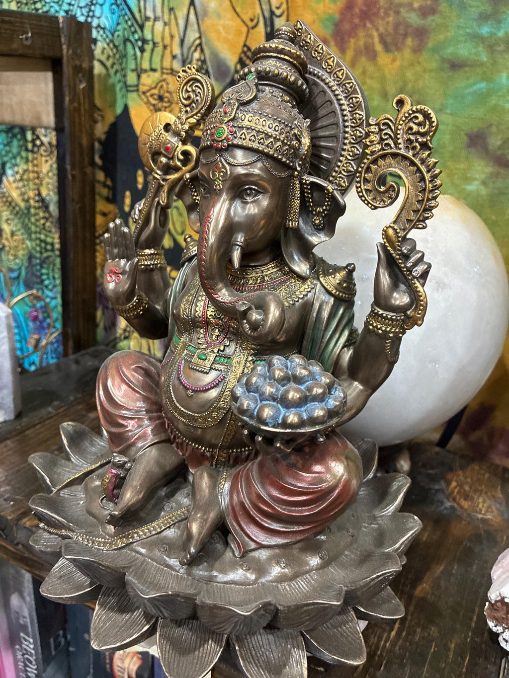 Ganesha Statue | Bronze Cast Resin Hindu Altar Decor, 9 7/8"