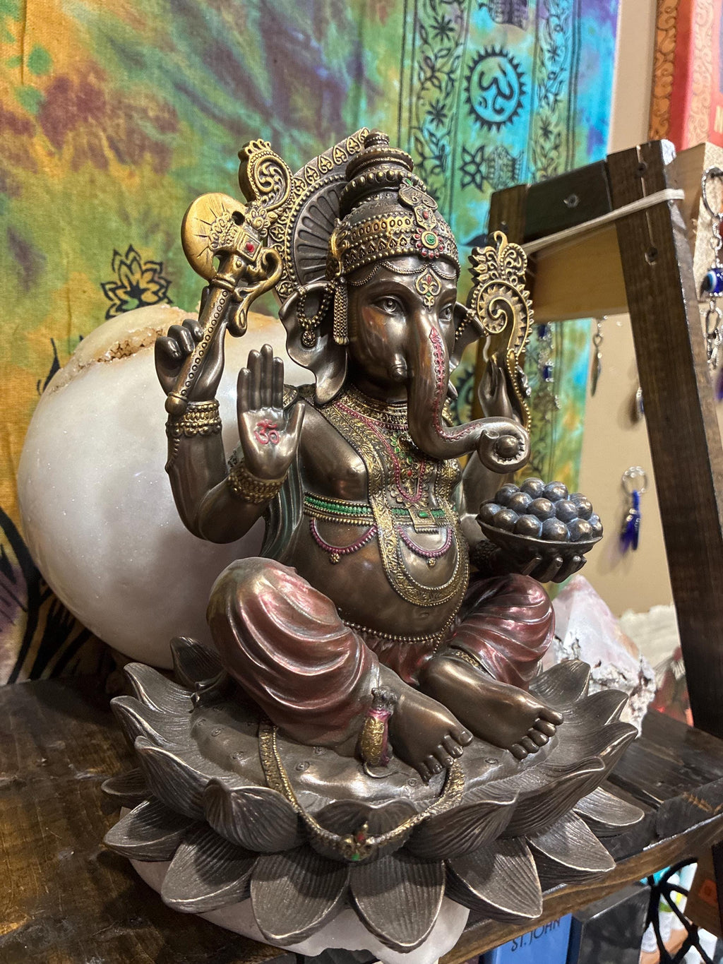 Ganesha Statue | Bronze Cast Resin Hindu Altar Decor, 9 7/8"