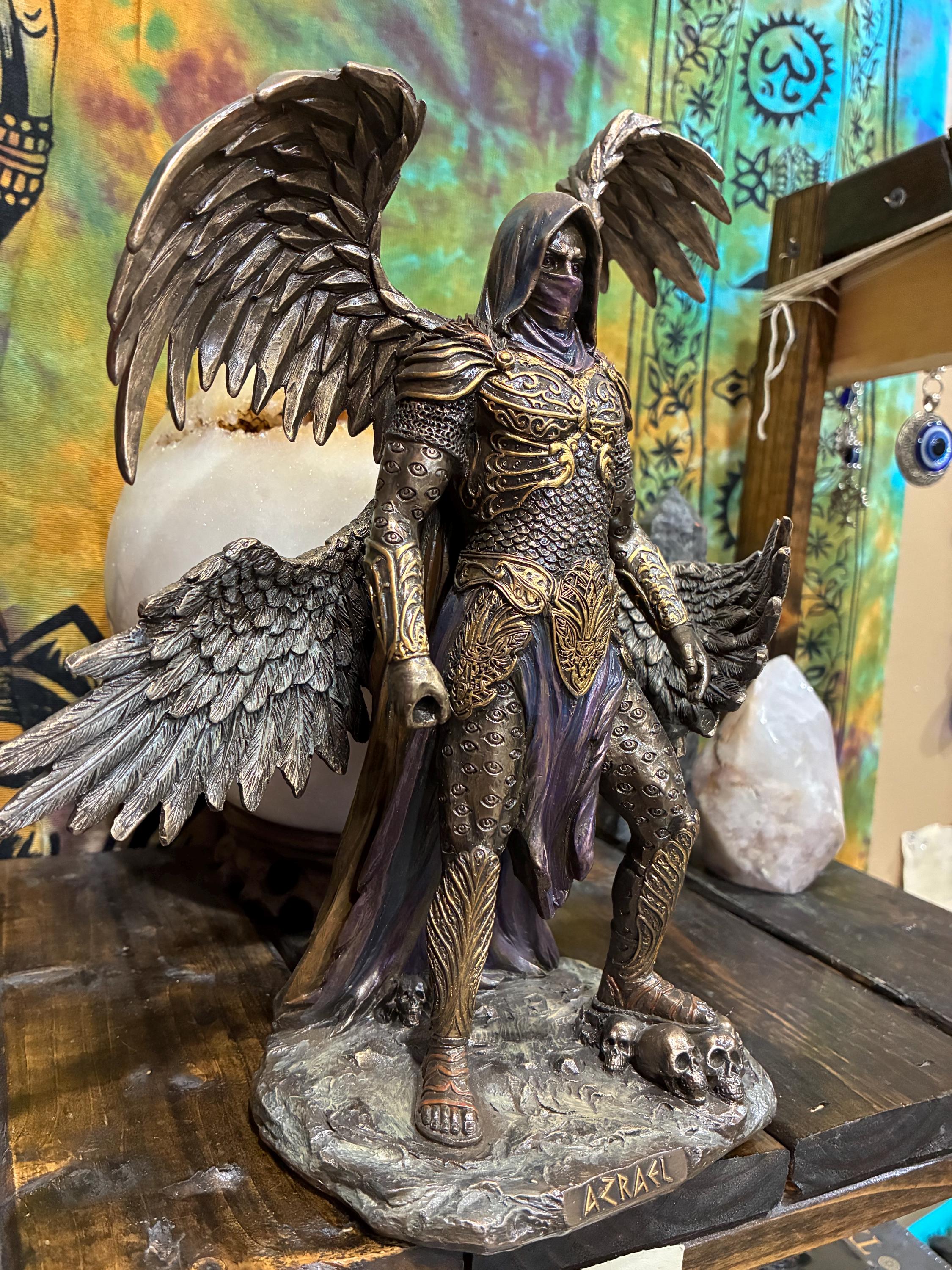 Azrael (Angel of Death) Statue  10 3/4” (Gothic Winged Guardian Decor)
