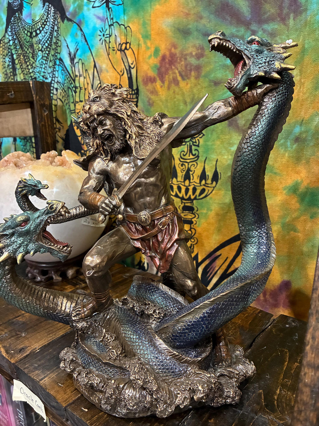 Hercules Statue 12 1/2 Inch | Greek Mythology Decor | Hercules vs Hydra Figurine | Heracles Statue | Strength Courage Gift