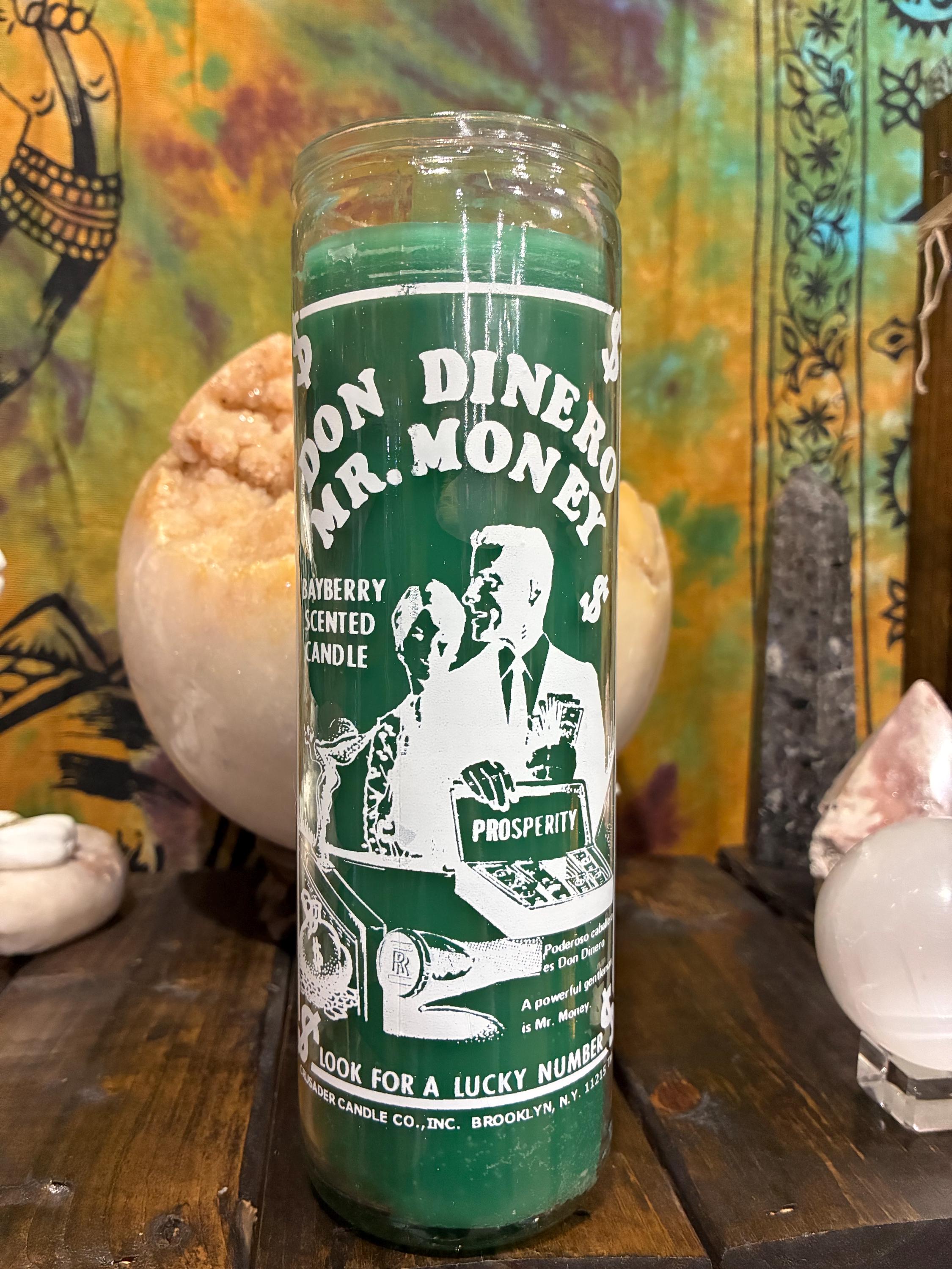 Mr. Money Novena Candle - Don Dinero Prosperity Candle - Bayberry Scented - Attract Wealth & Financial Abundance