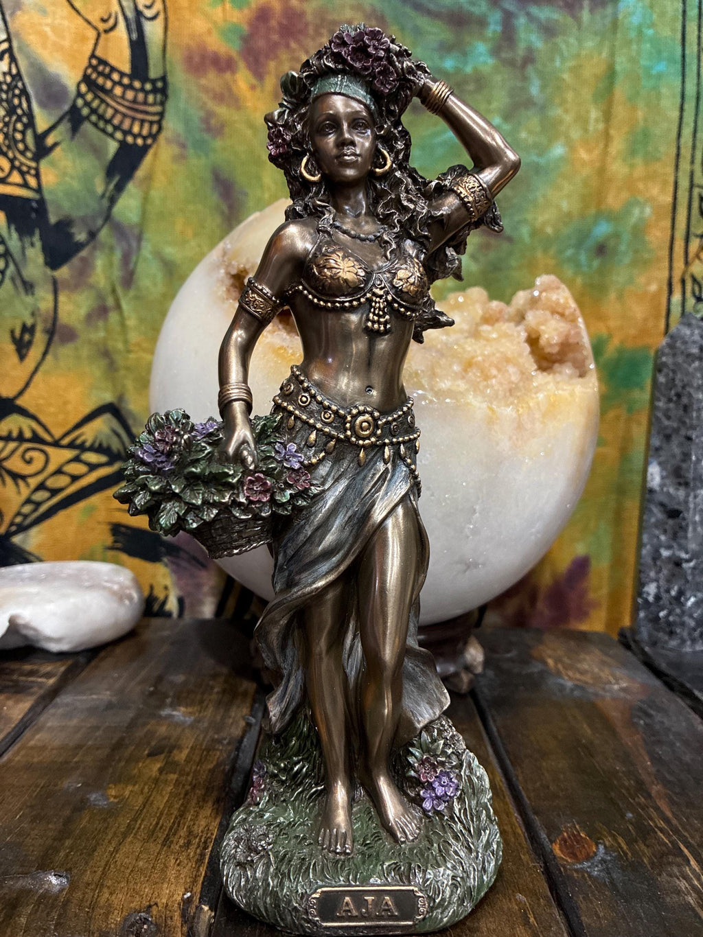 Aja Statue | Bronze Finish Orisha Altar Decor, Herbal Healing