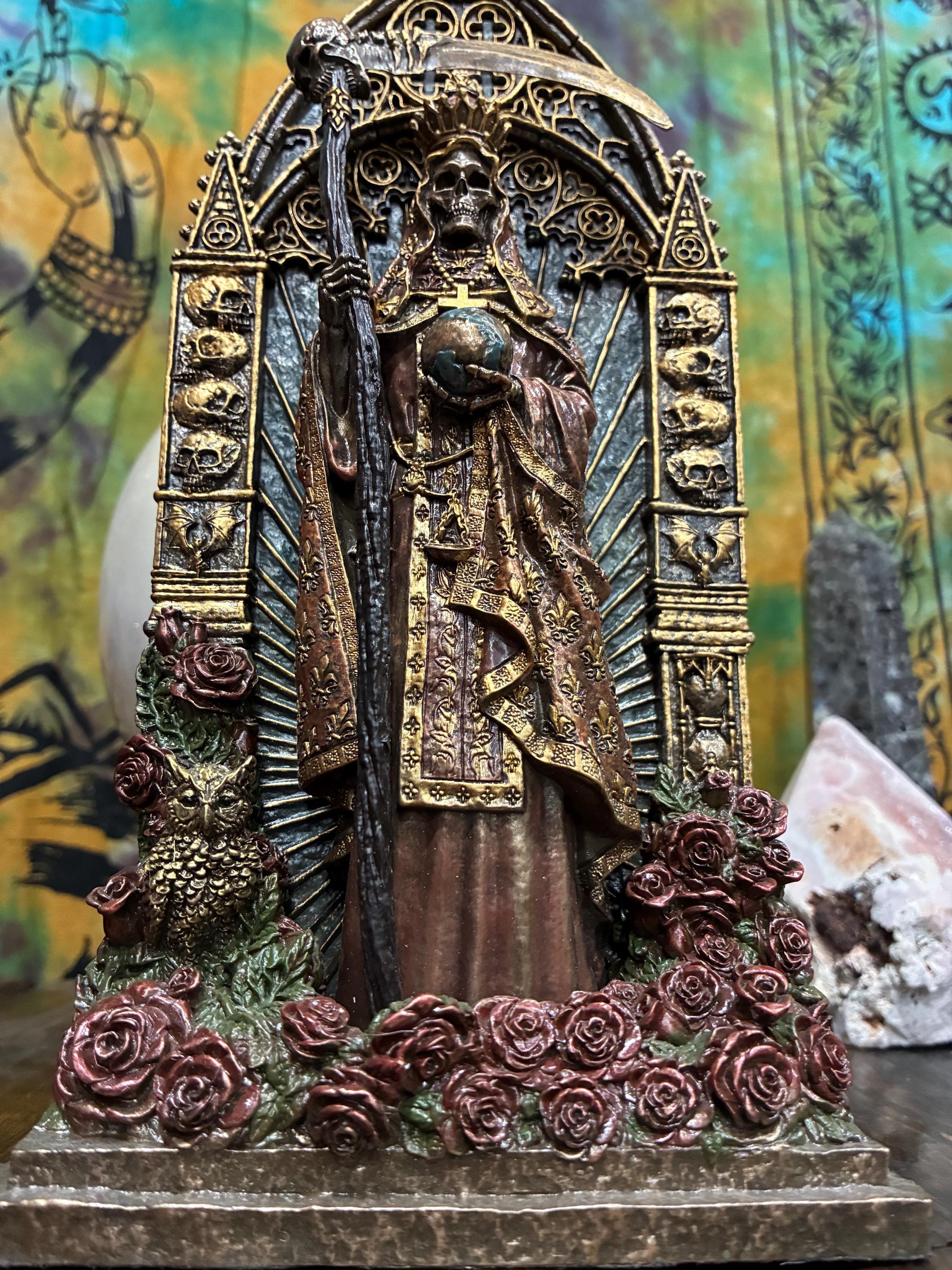 Santa Muerte Statue | Bronze Finish, Gothic Altar Decor
