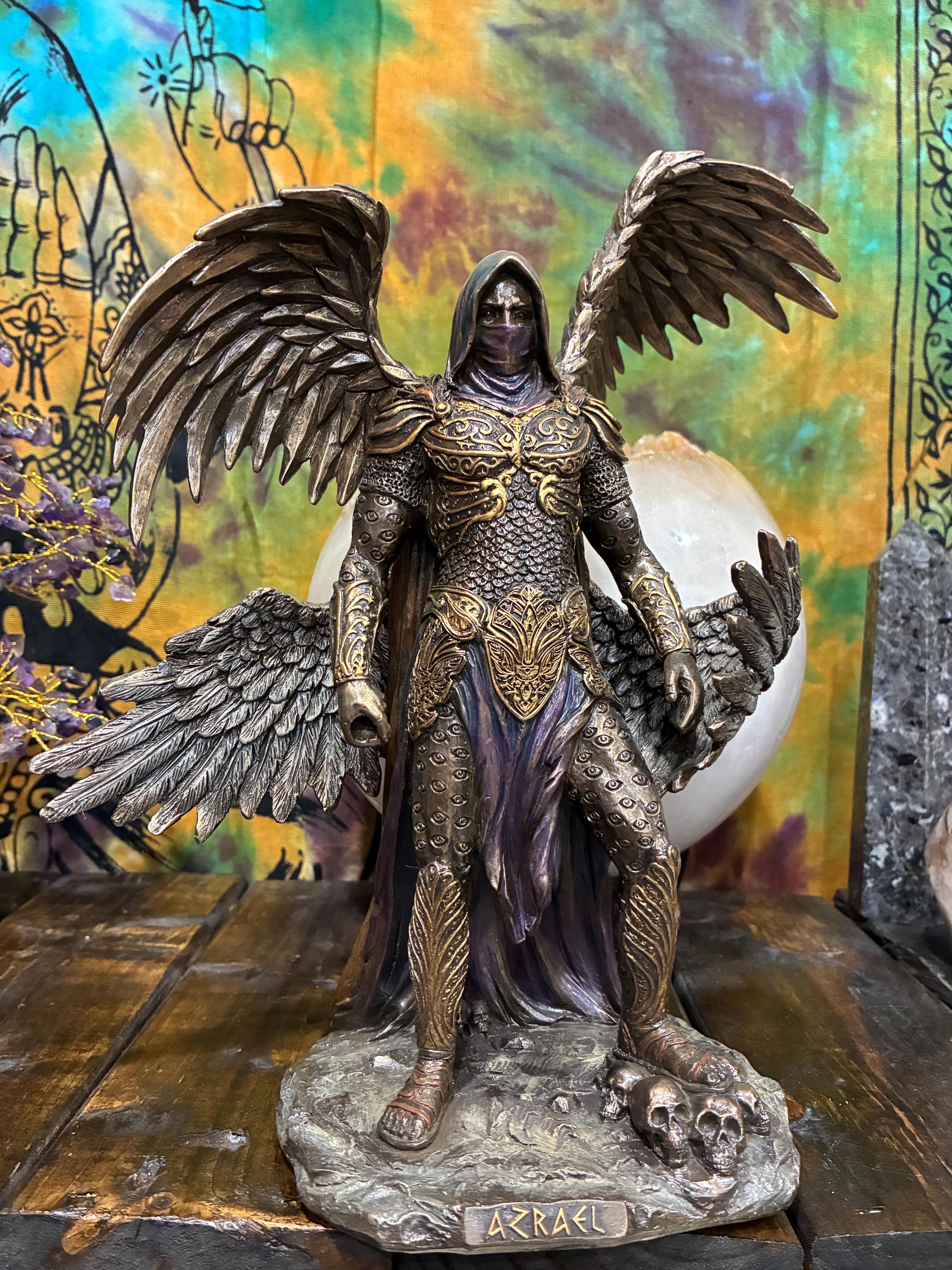 Azrael (Angel of Death) Statue  10 3/4” (Gothic Winged Guardian Decor)