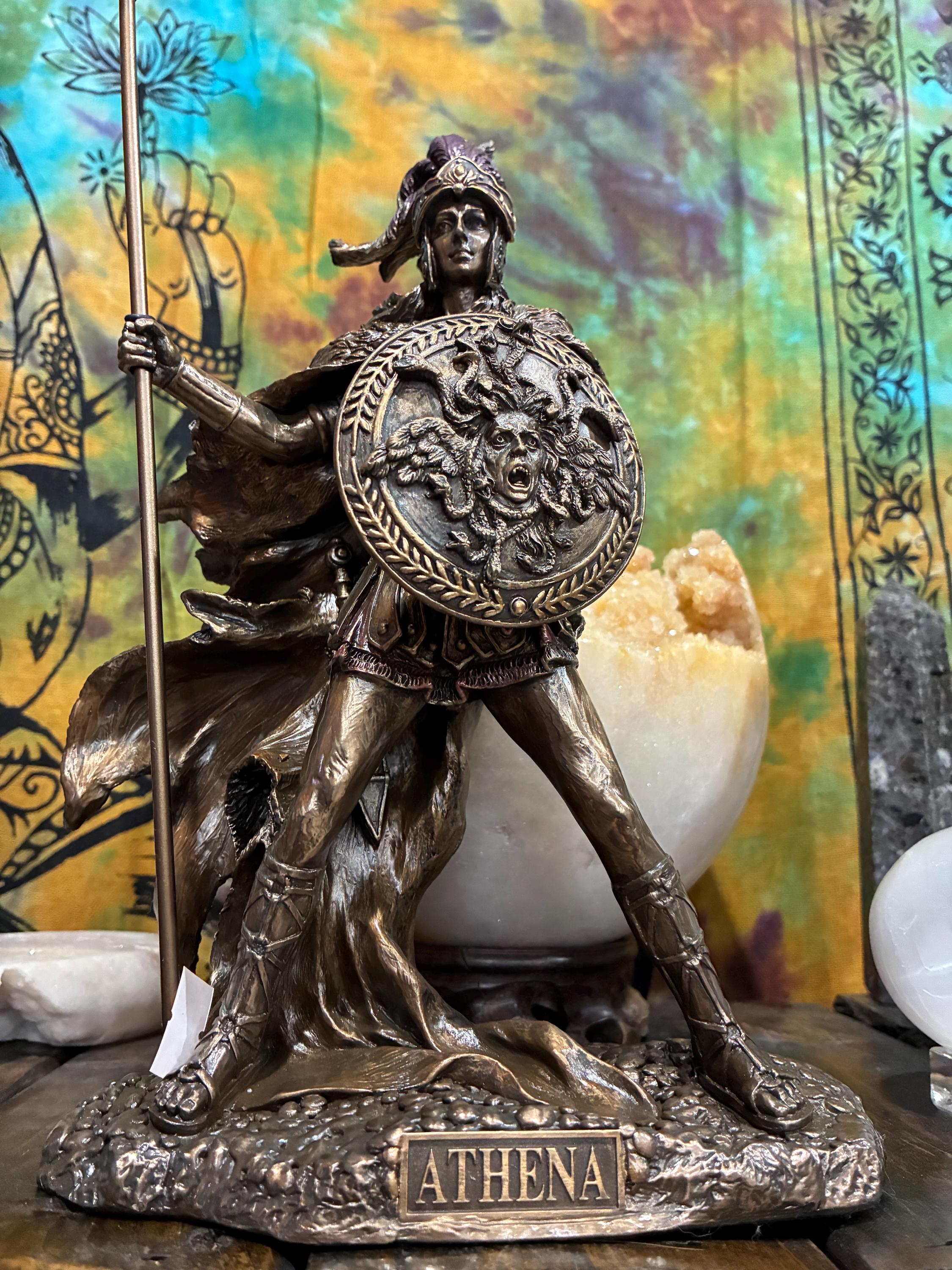 Athena Statue - Bronze Finish Greek Goddess Altar Decor