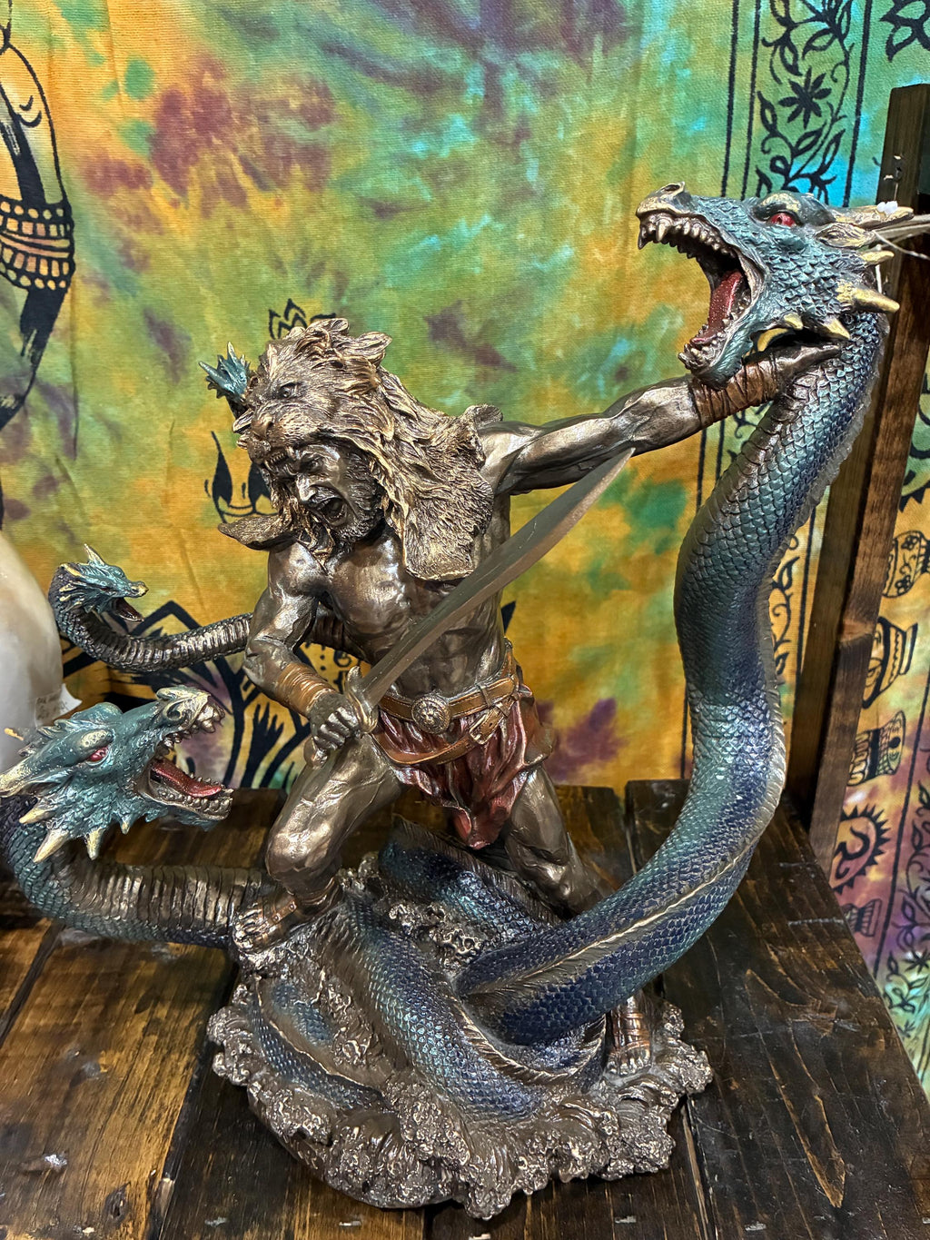 Hercules Statue 12 1/2 Inch | Greek Mythology Decor | Hercules vs Hydra Figurine | Heracles Statue | Strength Courage Gift
