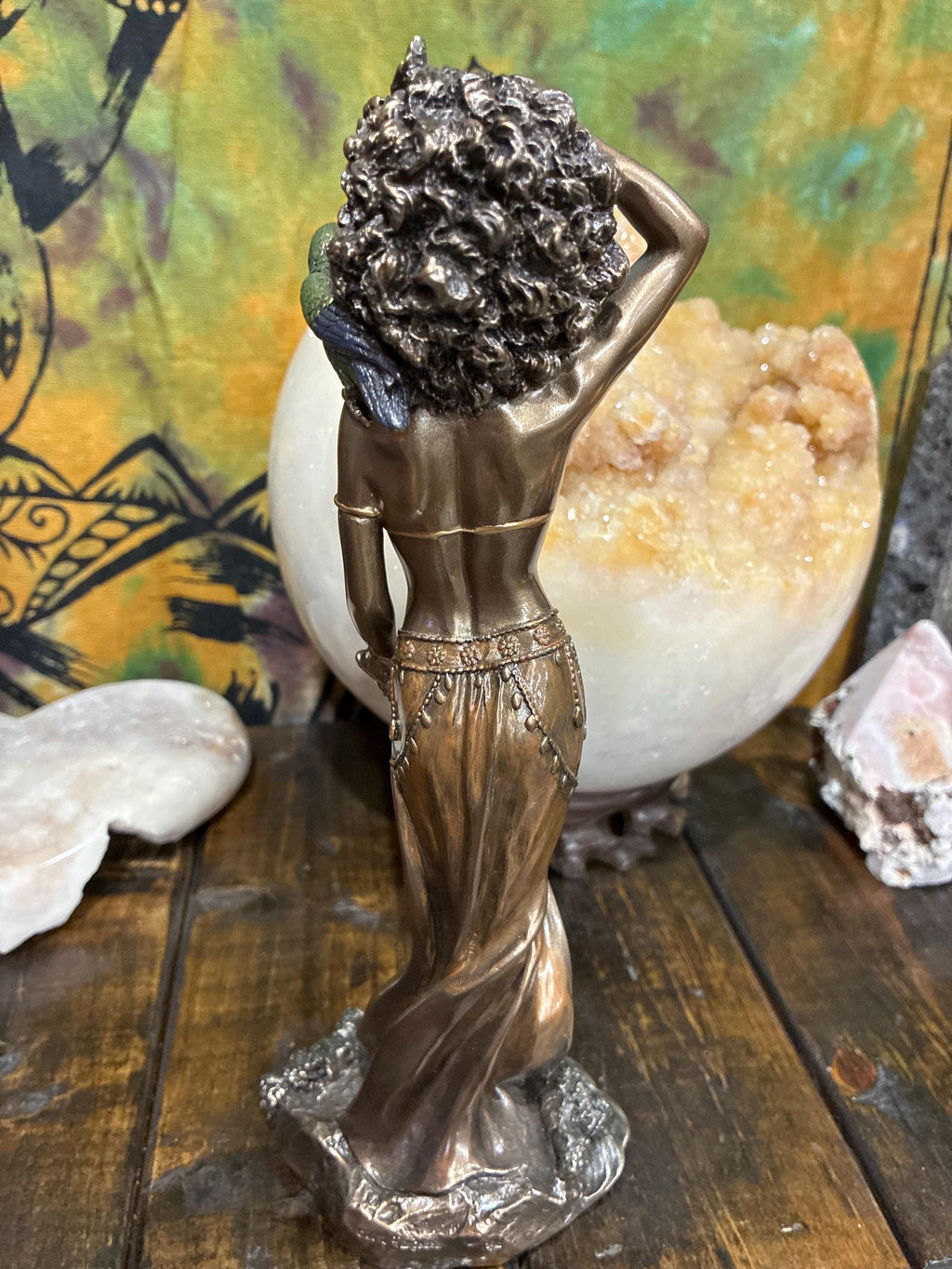 Oshun Statue | Bronze Finish, Yoruba Altar Decor (9.5 inch)