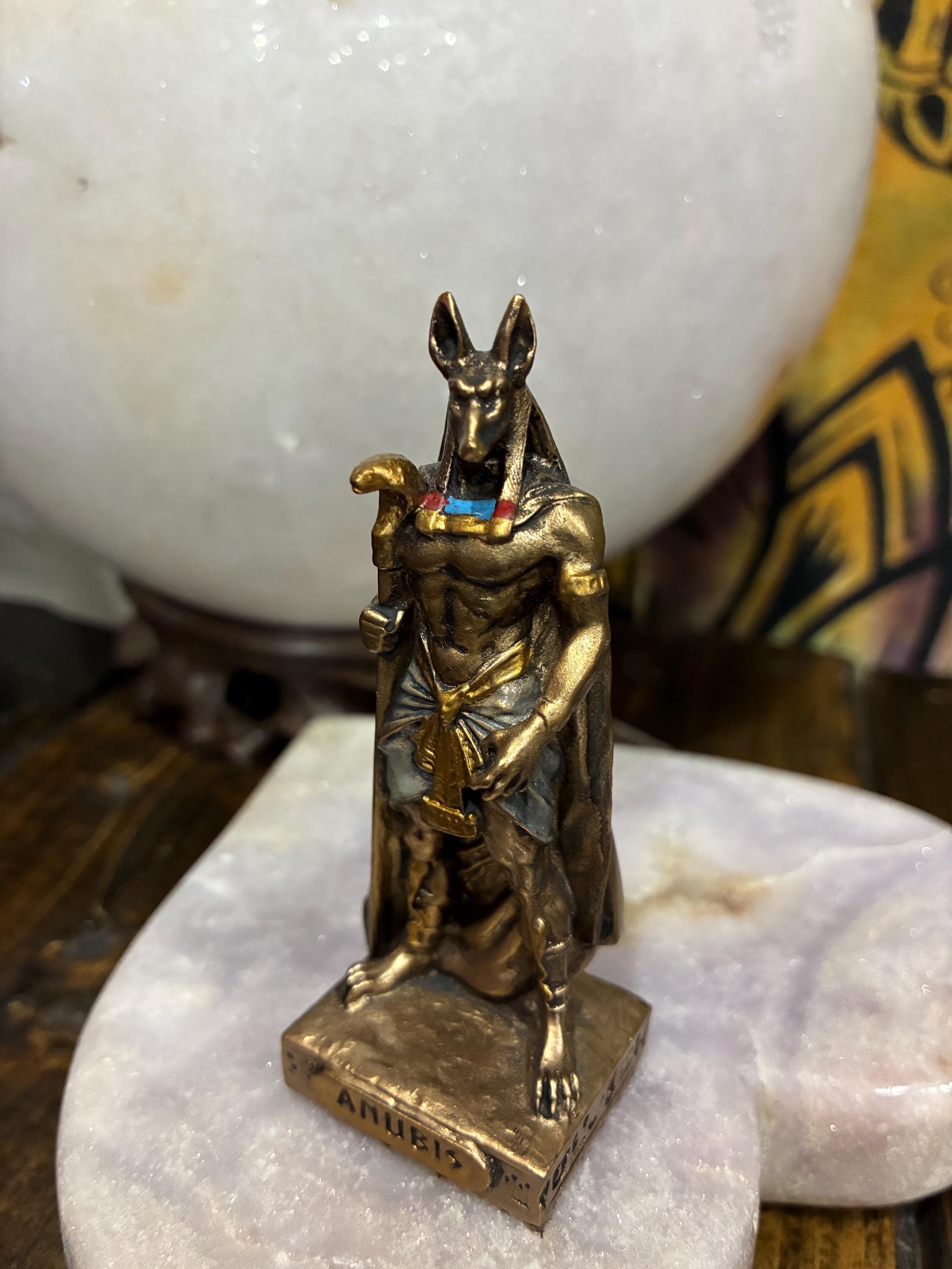 Anubis Statue — 3 1/2” (Mini) | Egyptian Jackal God Figurine | Protection & Ancestor Altar Decor | Spiritual Gift