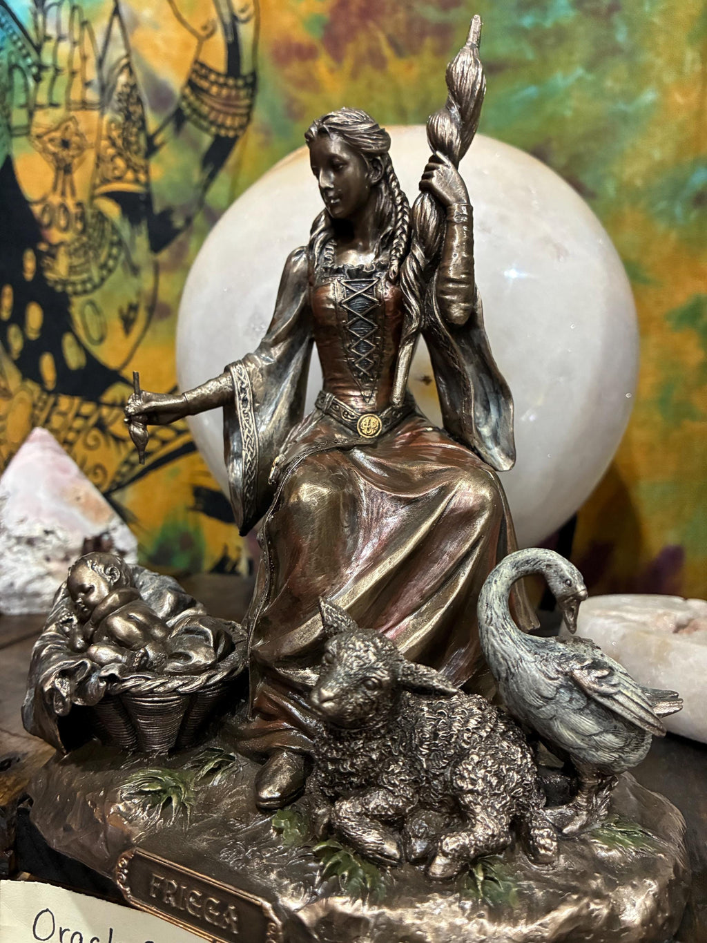 Frigga Statue | Norse Goddess of Motherhood, Home, Protection | Bronze Cast Resin Altar Decor