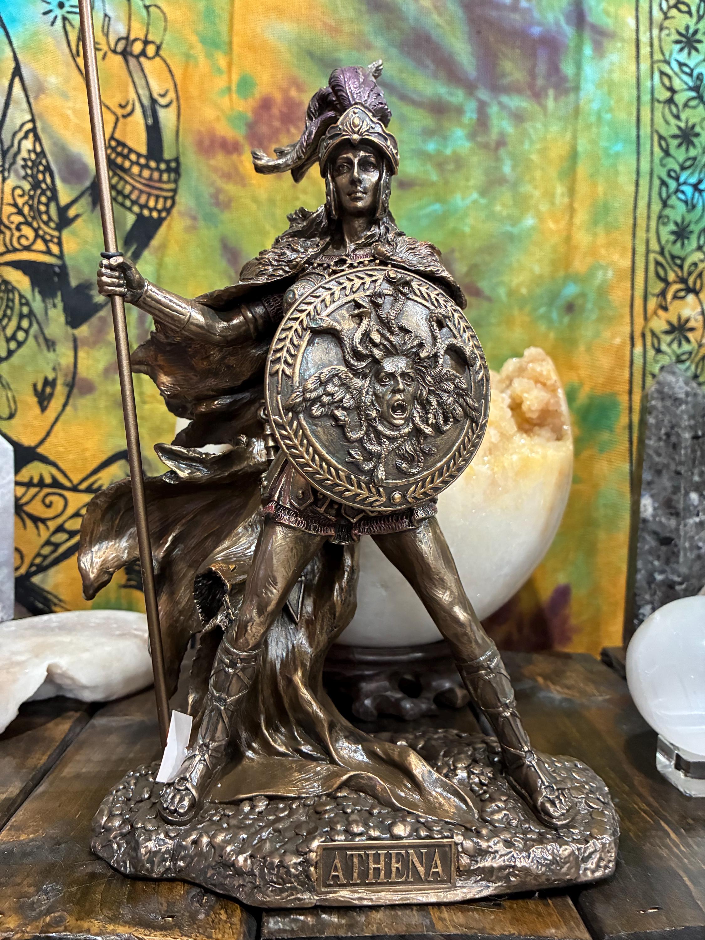 Athena Statue - Bronze Finish Greek Goddess Altar Decor