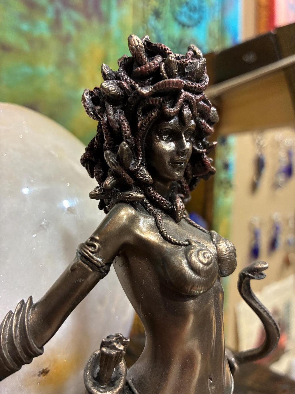 Bronze Cast Resin Medusa Statue | Greek Mythology Gorgon Figurine (8 3/4")