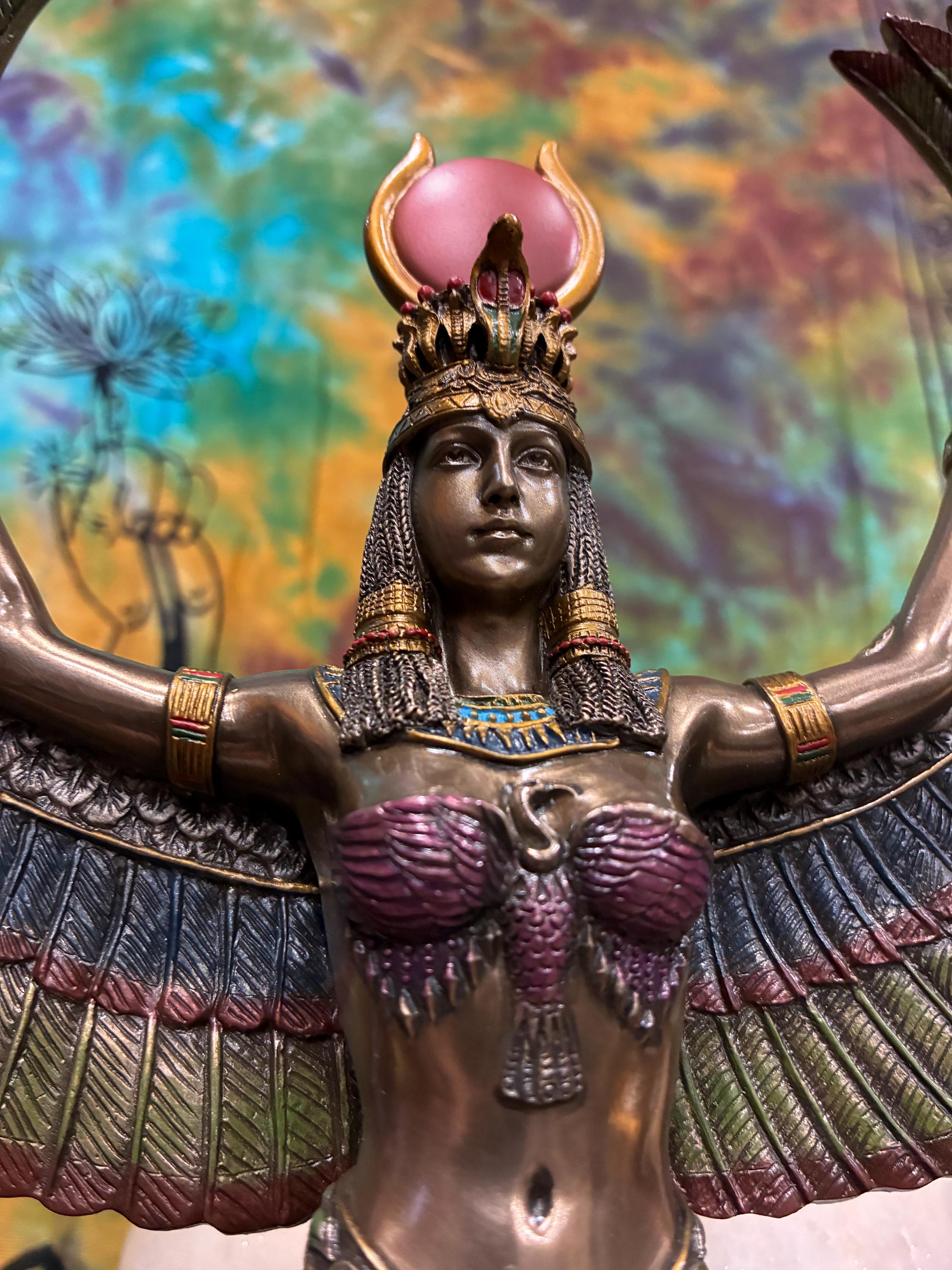 Egyptian Goddess Isis Statue with Wings - Bronze cast resin Altar Figurine - Spiritual Home Decor - Divine Feminine Energy