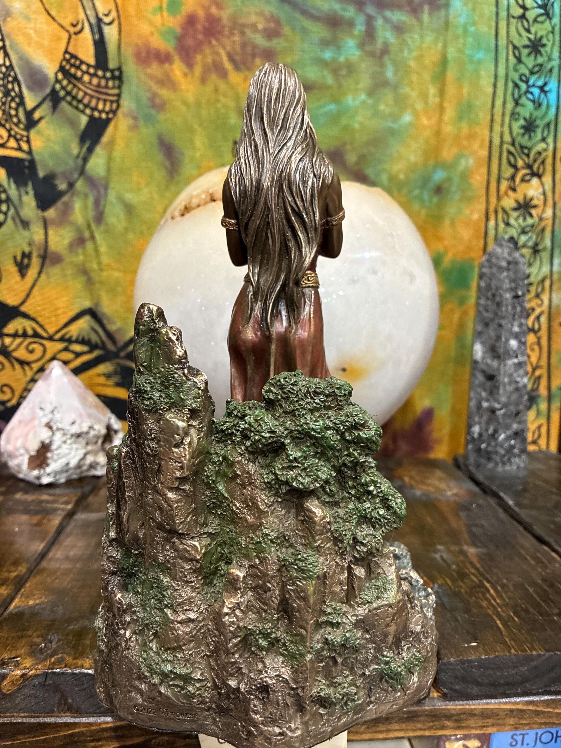 Danu Statue 9 1/8" | Celtic Mother Goddess of Water, Abundance | Bronze Resin Altar Decor