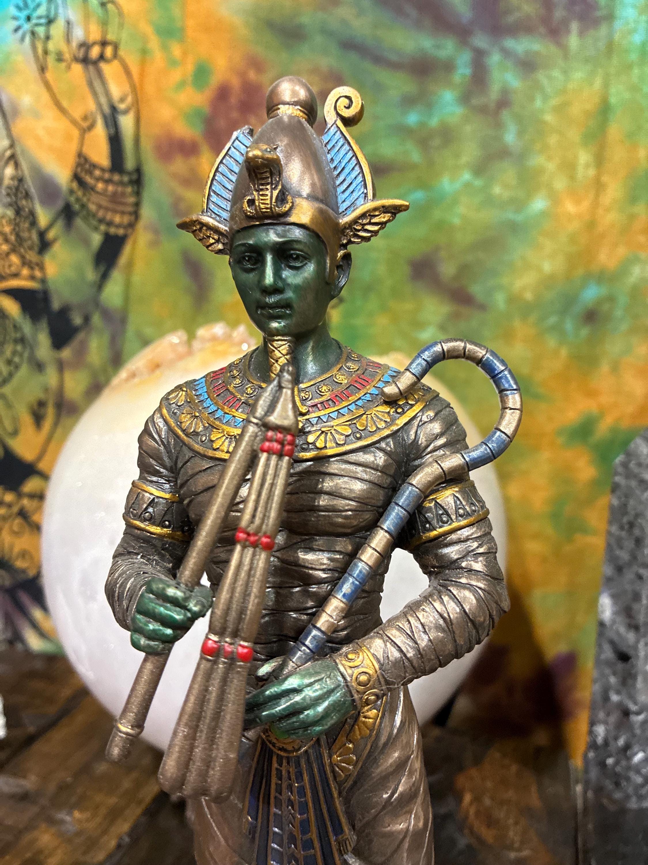 Osiris Statue - Bronze Cast Resin, Egyptian Altar Decor