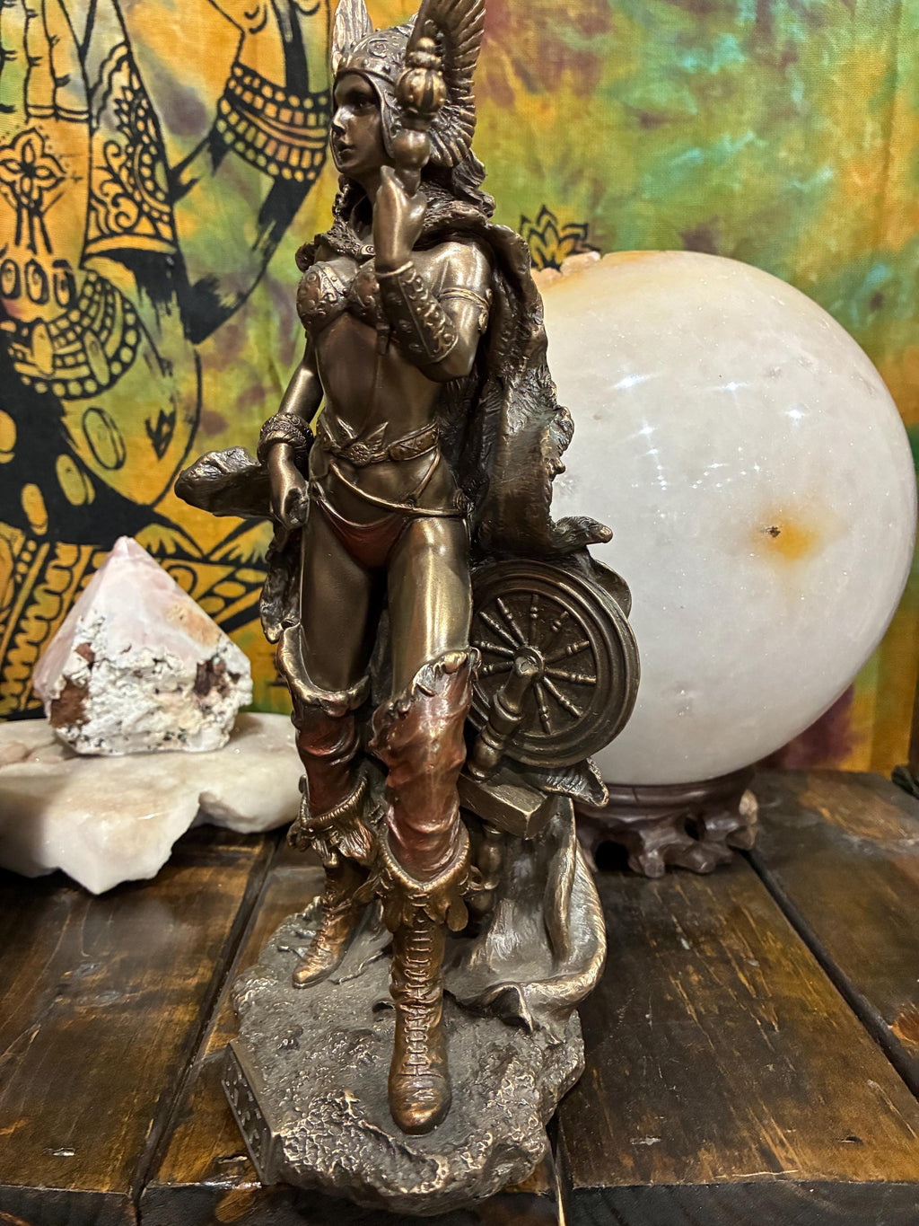 Frigga Statue | 10" Norse Goddess, Bronze Finish Altar Decor