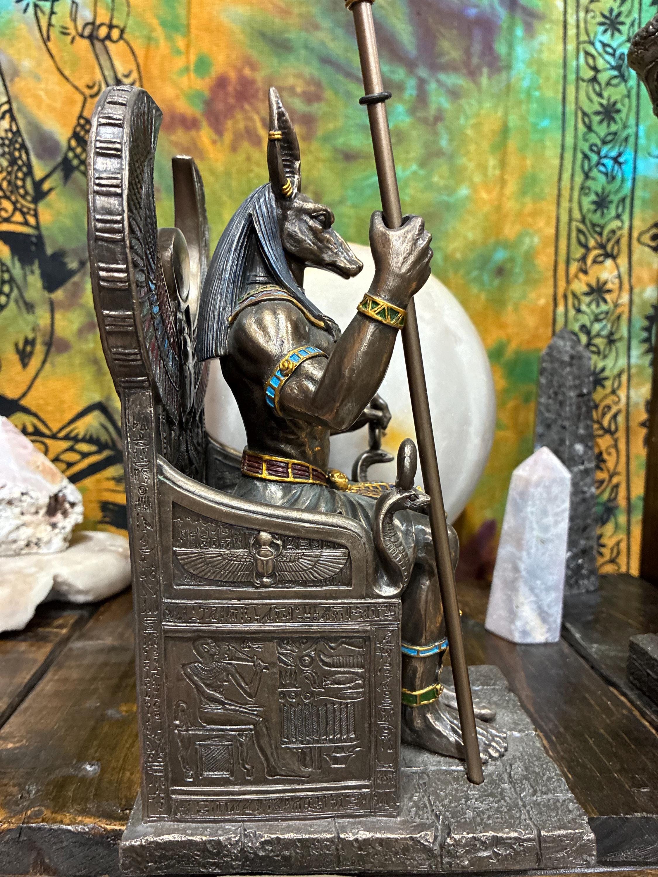Anubis Statue on Throne | 11" Egyptian God Altar Decor