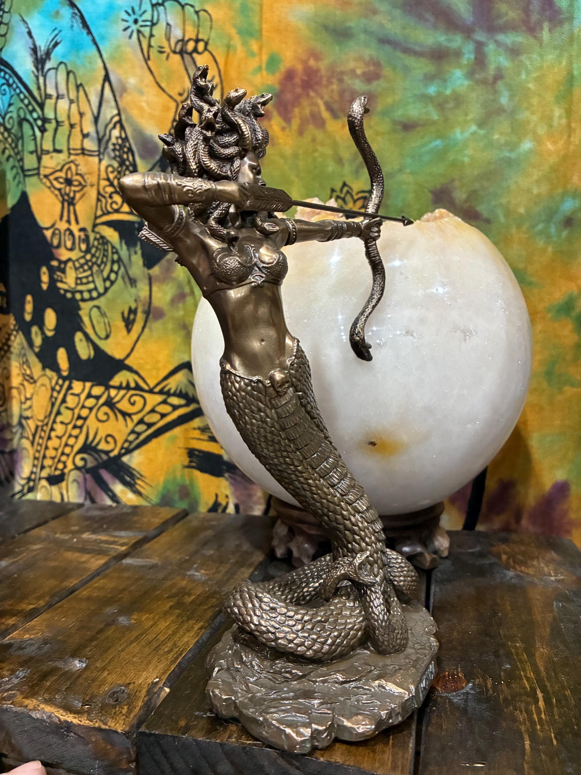 Medusa Statue 9 1/8 Inch | Greek Mythology Decor | Gorgon Figurine w/ Snake Hair | Protection Altar Decor | Athena Medusa Gift