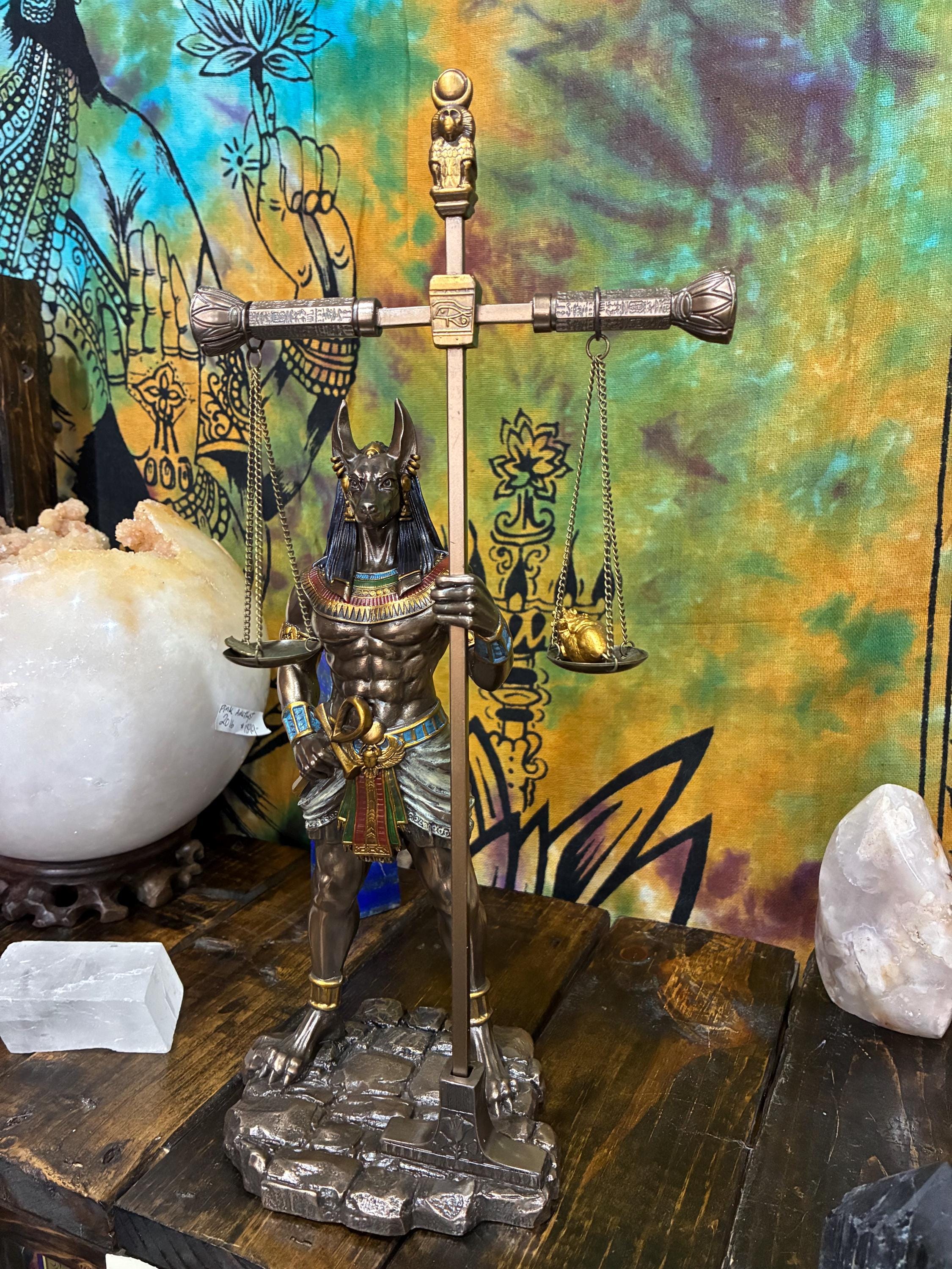 Bronze Cast Resin Anubis Statue | 13" Egyptian God Figurine, Guardian Altar Decor