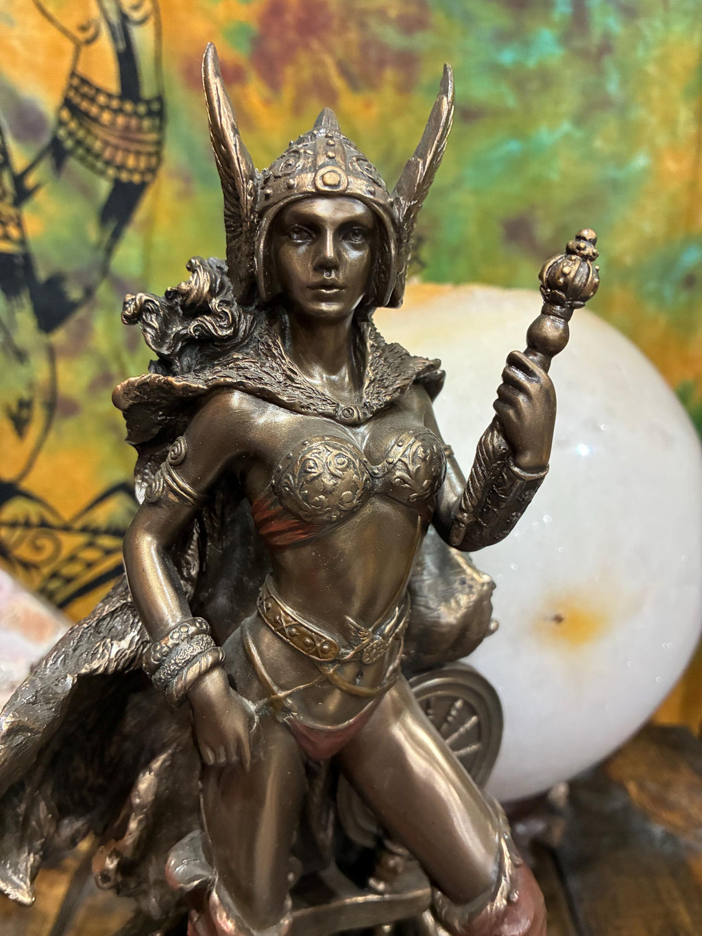 Frigga Statue | 10" Norse Goddess, Bronze Finish Altar Decor