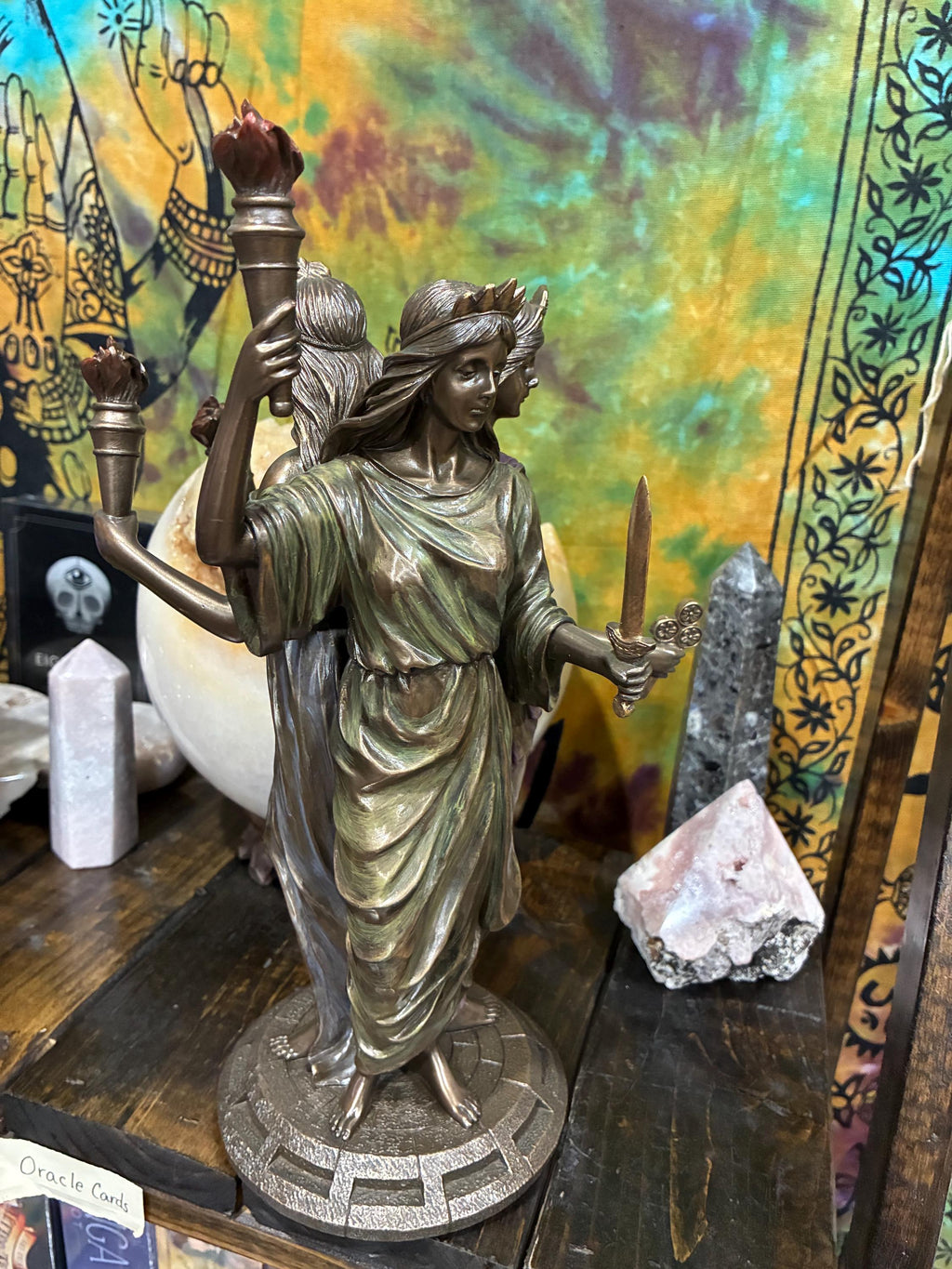 Triple Hecate Statue - Bronze Pagan Altar Decor, Witchcraft Gift