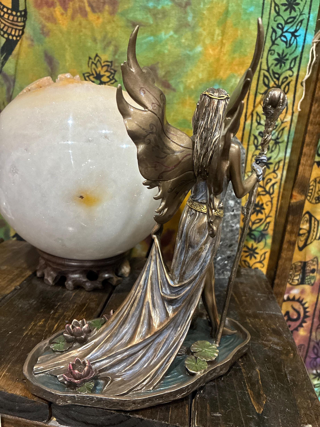 Áine Statue | Irish Faery Goddess, Swan & Lotus Altar Decor
