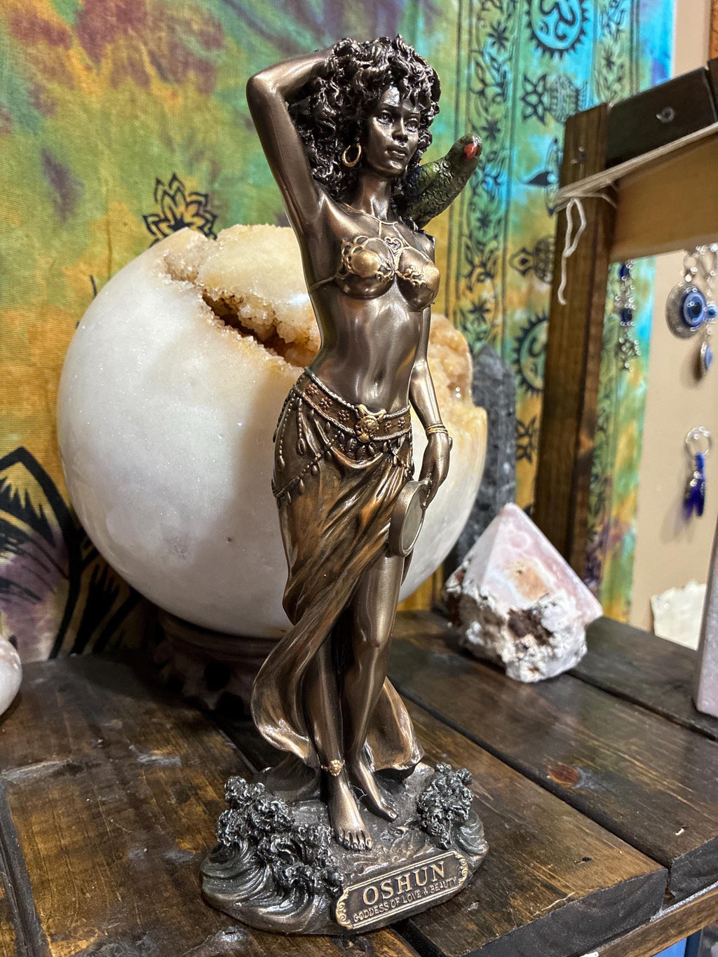 Oshun Statue | Bronze Finish, Yoruba Altar Decor (9.5 inch)