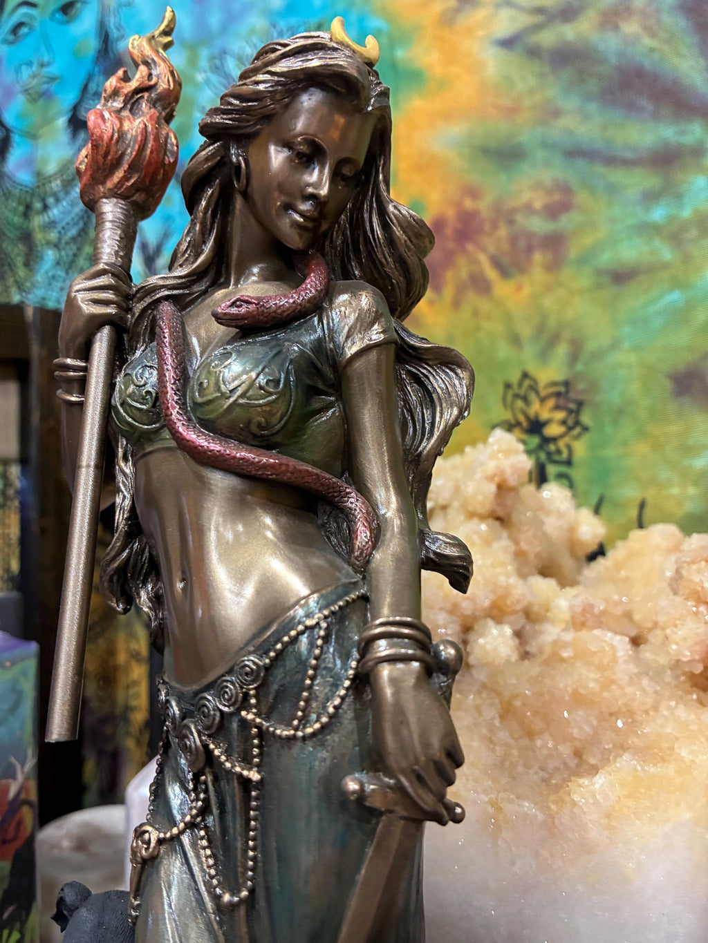 Hecate Statue - Bronze Finish Greek Goddess Altar Decor