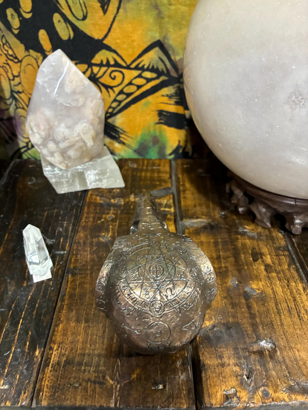 Bronze Cast Resin Raven Skull Sculpture | Gothic Occult Altar Decor