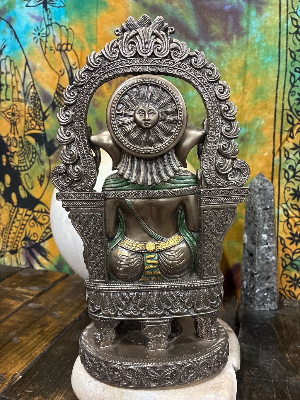 Ganesha Statue | Bronze Cast Resin, Lotus Base, Hindu Altar Decor