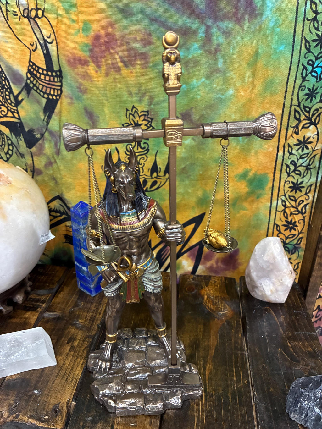 Bronze Cast Resin Anubis Statue | 13" Egyptian God Figurine, Guardian Altar Decor