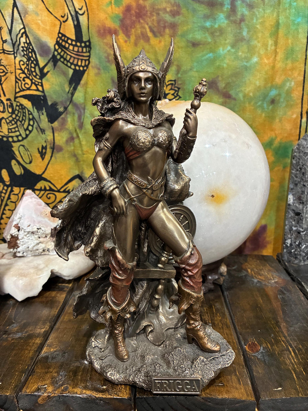 Frigga Statue | 10" Norse Goddess, Bronze Finish Altar Decor
