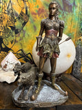 Skadi Statue | Bronze Norse Goddess with Wolves, Altar Decor